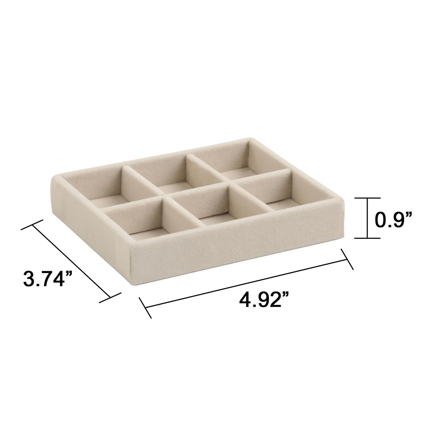 Frebeauty Small Jewelry Tray Set,Stackable Velvet Jewelry Organizer Tray,Mini Jewelry Drawer Organizer,Drawer Inserts,4.92 x 3.74 x 0.9 Inches,Earring Organizer for Women(Set 9,Beige)