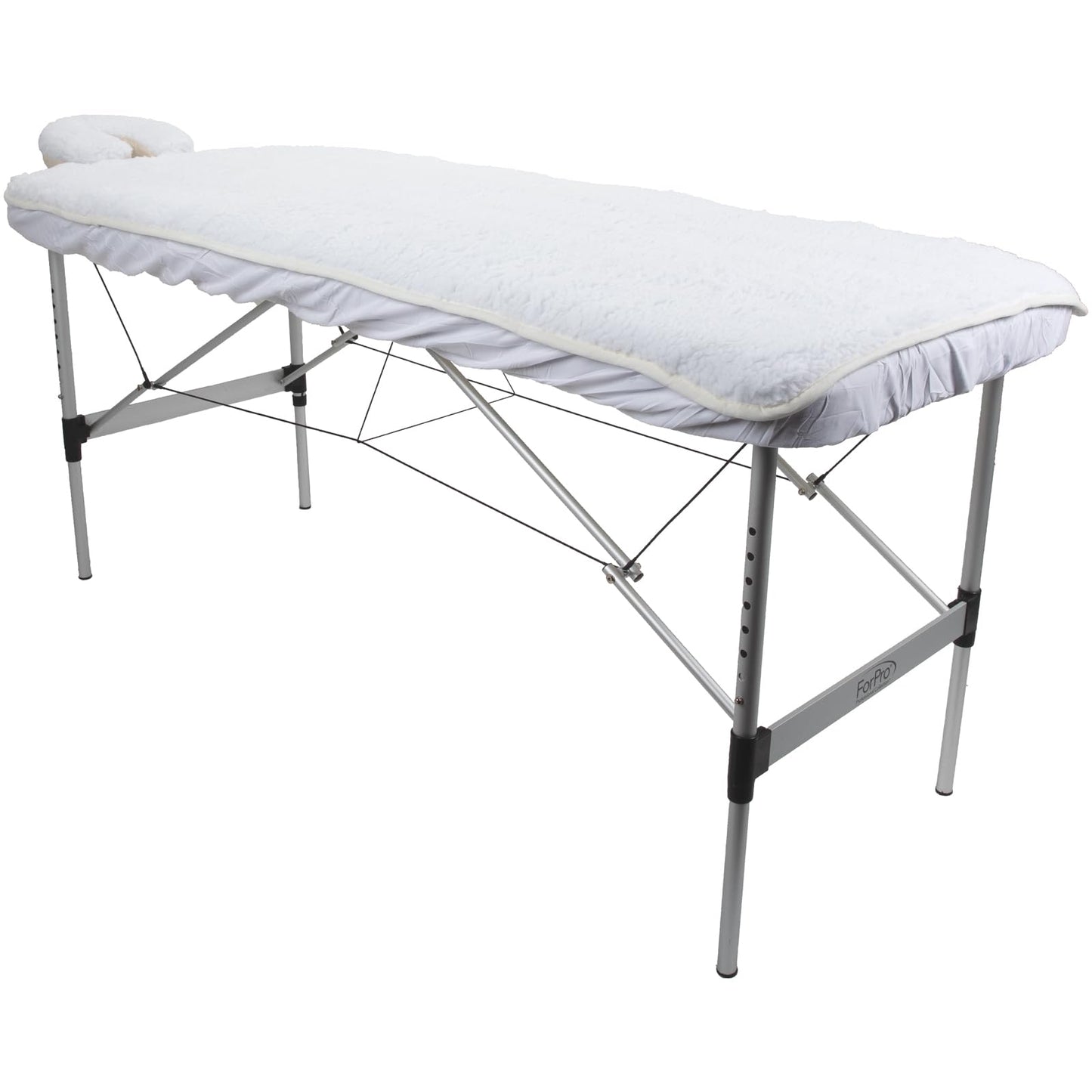 ForPro Premium Pro Fleece Massage Table Pad Set, Extra Soft, Hypoallergenic, Includes Massage Table Pad and Face Rest Cover, 31” W x 72” L, White
