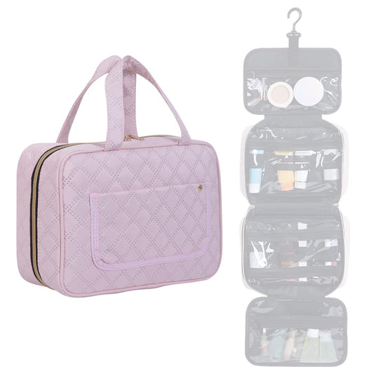 LANDFOBO Hanging Toiletry Bag for Women Cosmetic Toiletries Travel Bag, Pink