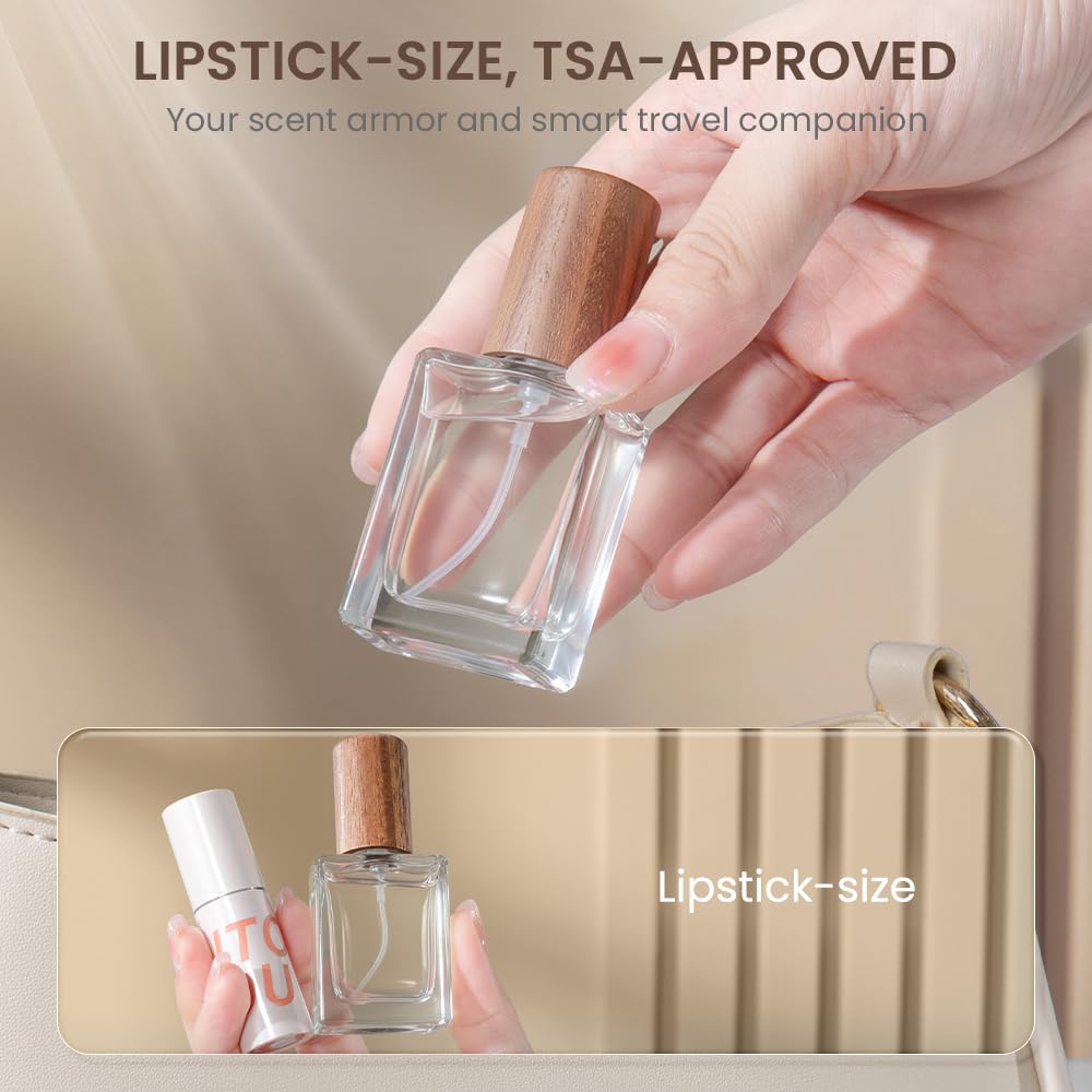 Cryslora Perfume Atomizer, Glass Perfume Container,Travel Bottle Refillable, Empty Portable Leakproof Fragrance Spray Bottle (Walnut Dusty Blue 10pcs 10ml/0.3oz)