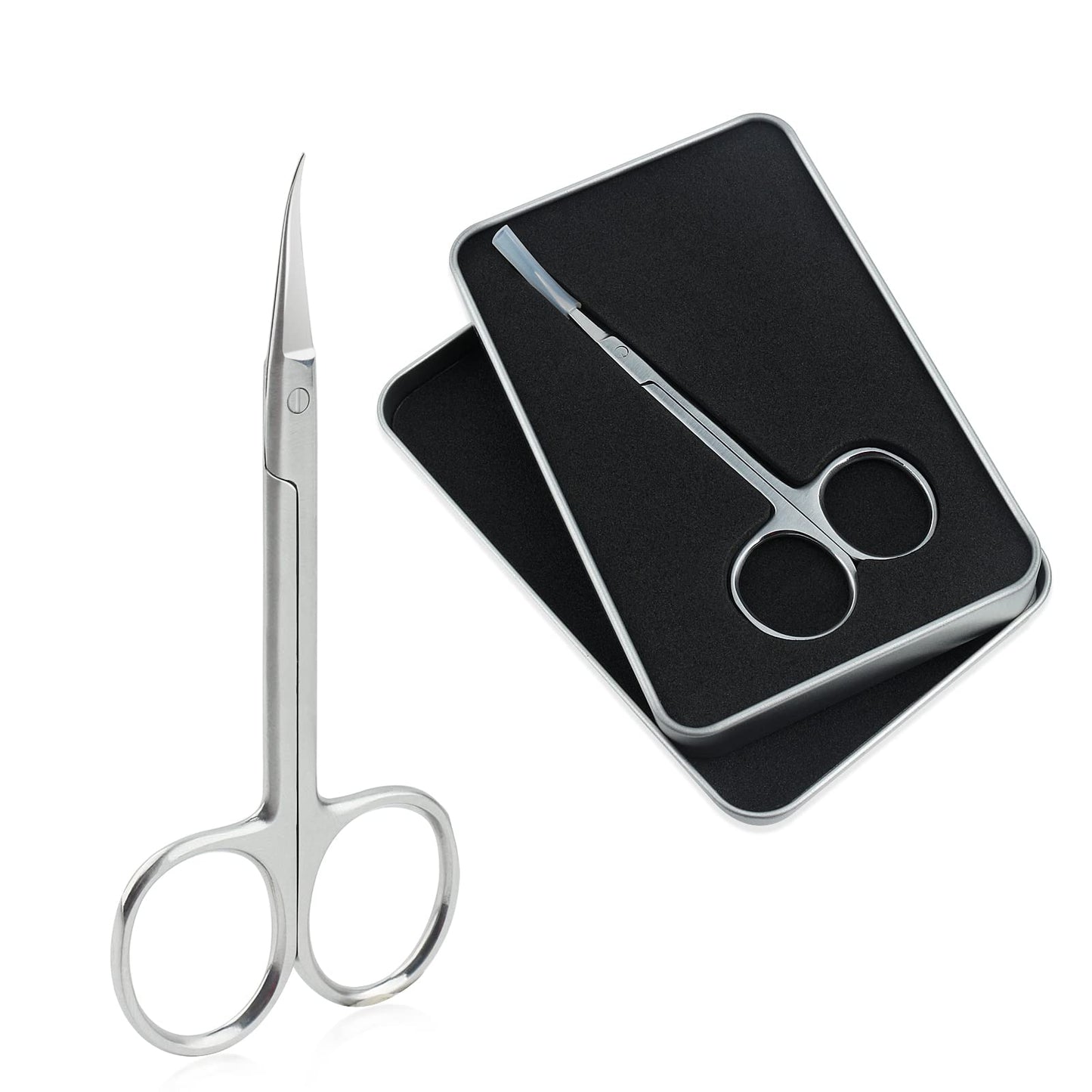 Qunzhao Cuticle Scissors for Women and Men Curved Stainless Steel with Tip Grooming Blades Manicure Nail for Dry Skin Nail Scissors (1)