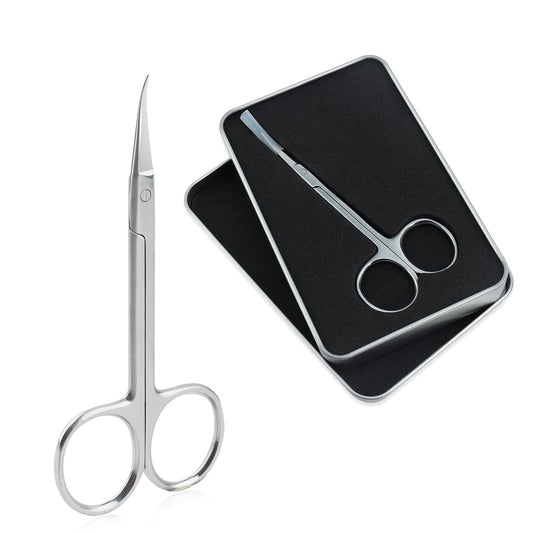 Qunzhao Cuticle Scissors for Women and Men Curved Stainless Steel with Tip Grooming Blades Manicure Nail for Dry Skin Nail Scissors (1)