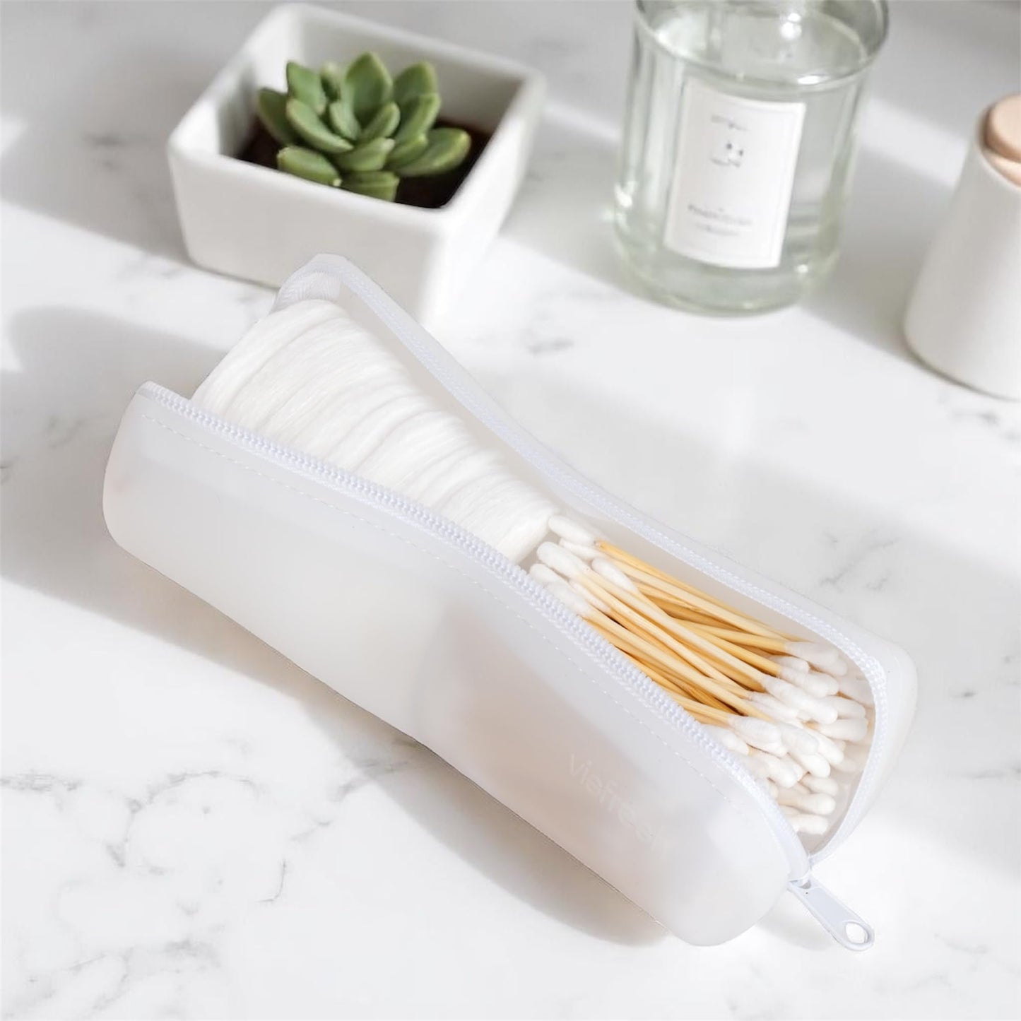 Visfresh Cotton Round Swab Travel Case, 2-in-1 Beauty Organizer