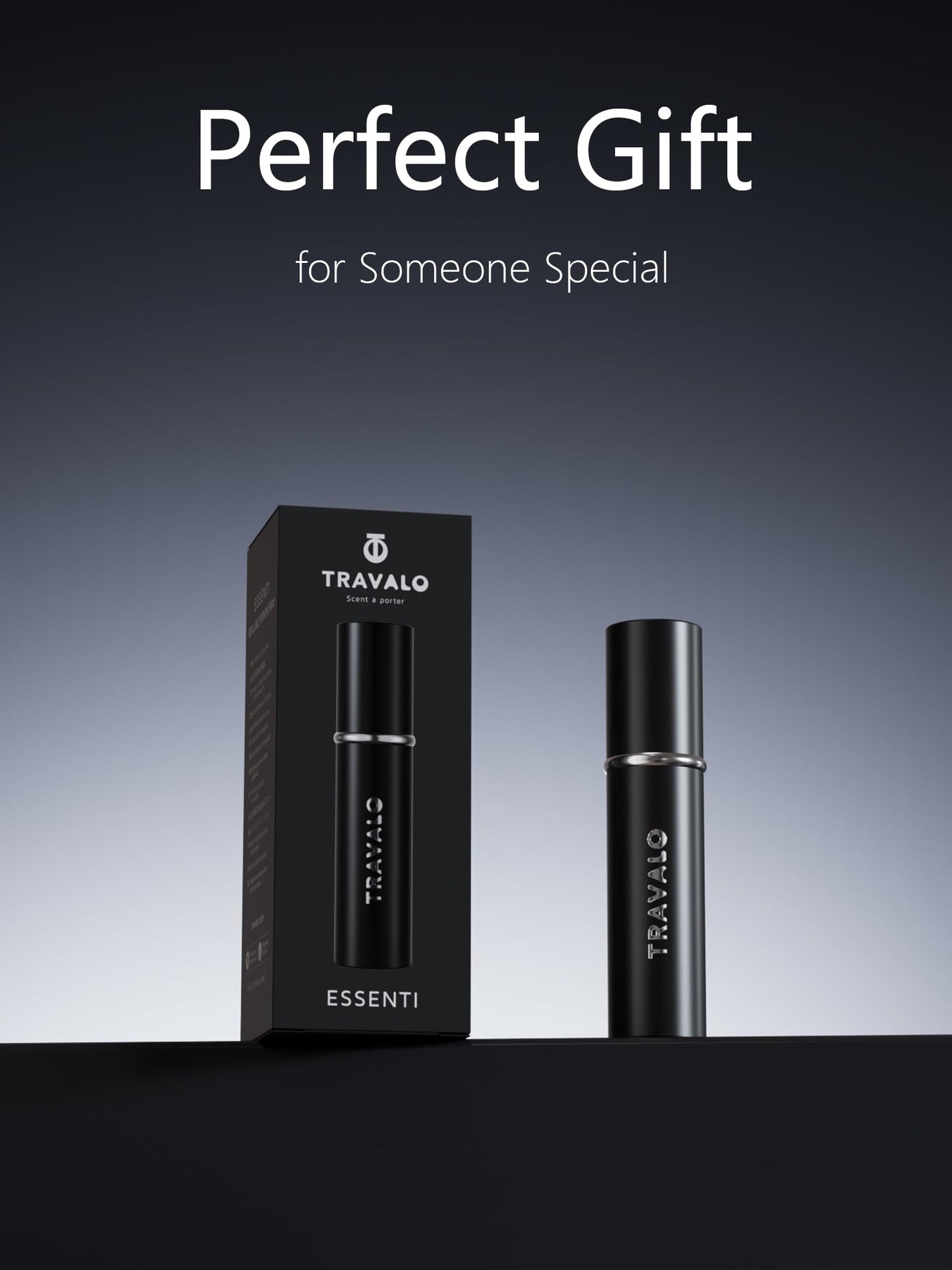 Refillable Perfume Atomizer, Bottom Filling Fragrances Perfume Bottle, Mini Cologne Dispenser, Travel sized, Portable Sprayer for Women Men, Gift (ESSENTI, BLACK)