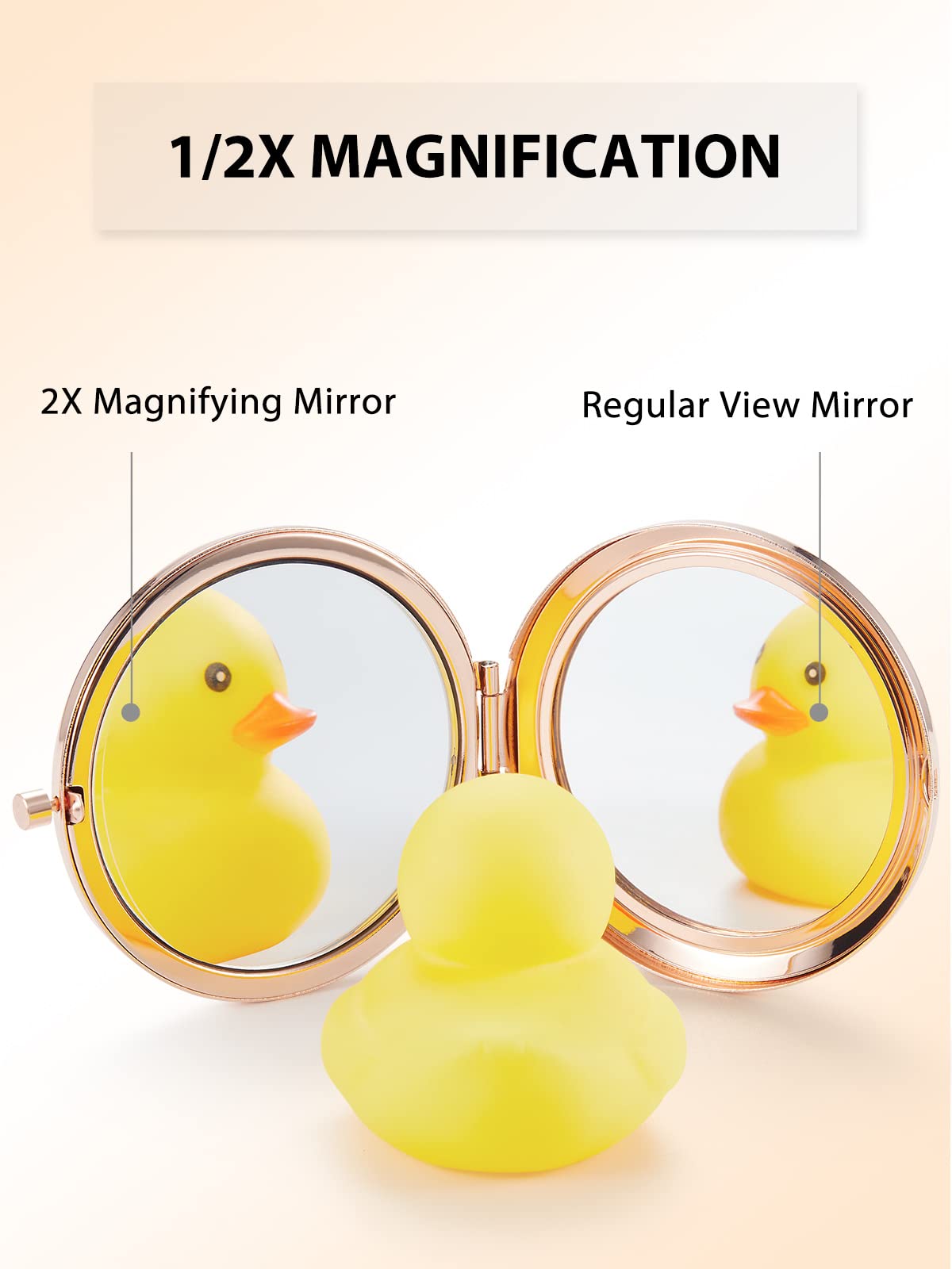 Getinbulk Compact Mirror Bulk, Pack of 6 Double-Sided 1X/2X Magnifying Metal Makeup Mirrors(Round, Rose Gold)