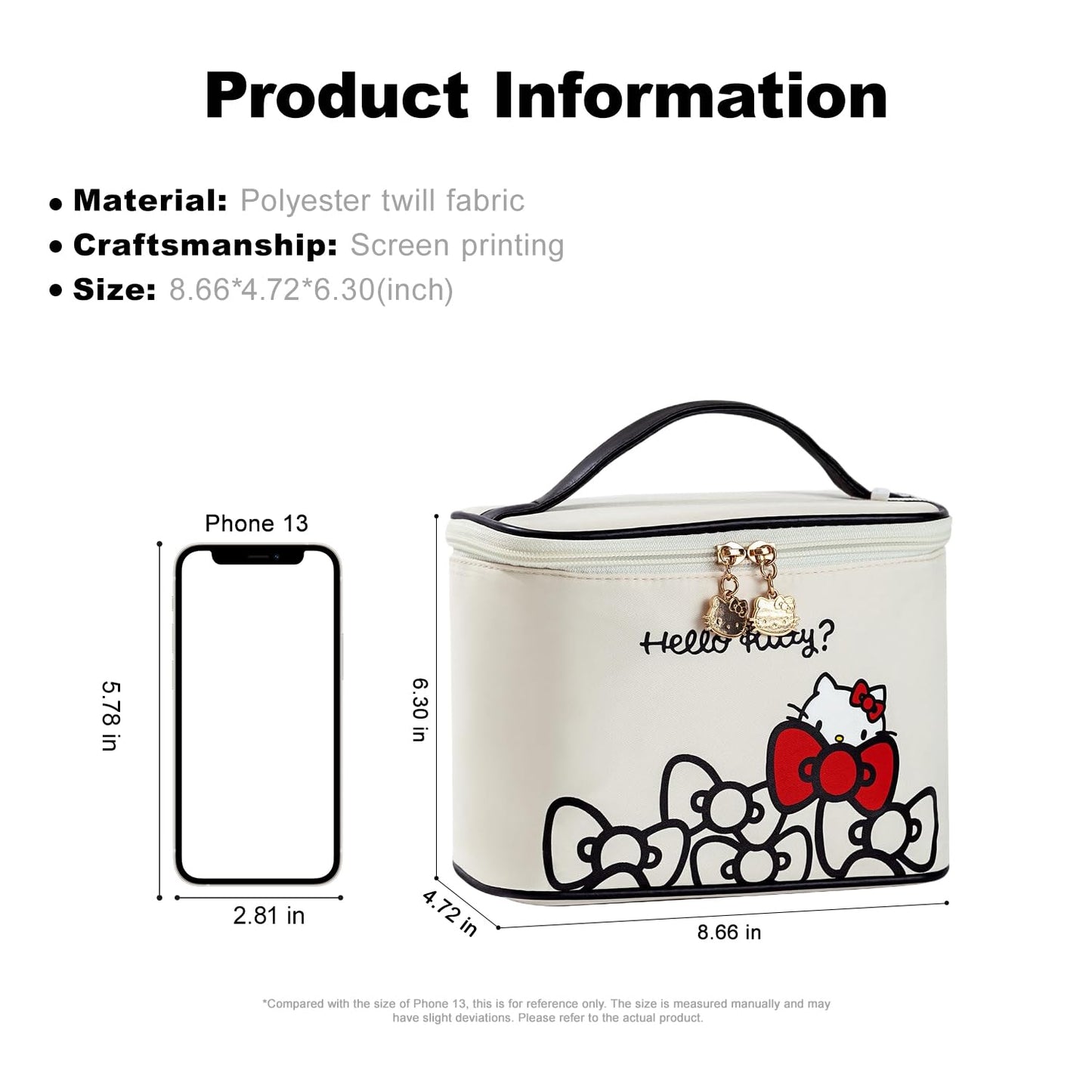 Vimanllie Makeup Bag Large Waterproof Cosmetic Bag with Dedicated Brush Holder,Cute Printed Makeup Organizer for Women Traveling,Portable Toiletry Bag for Girls