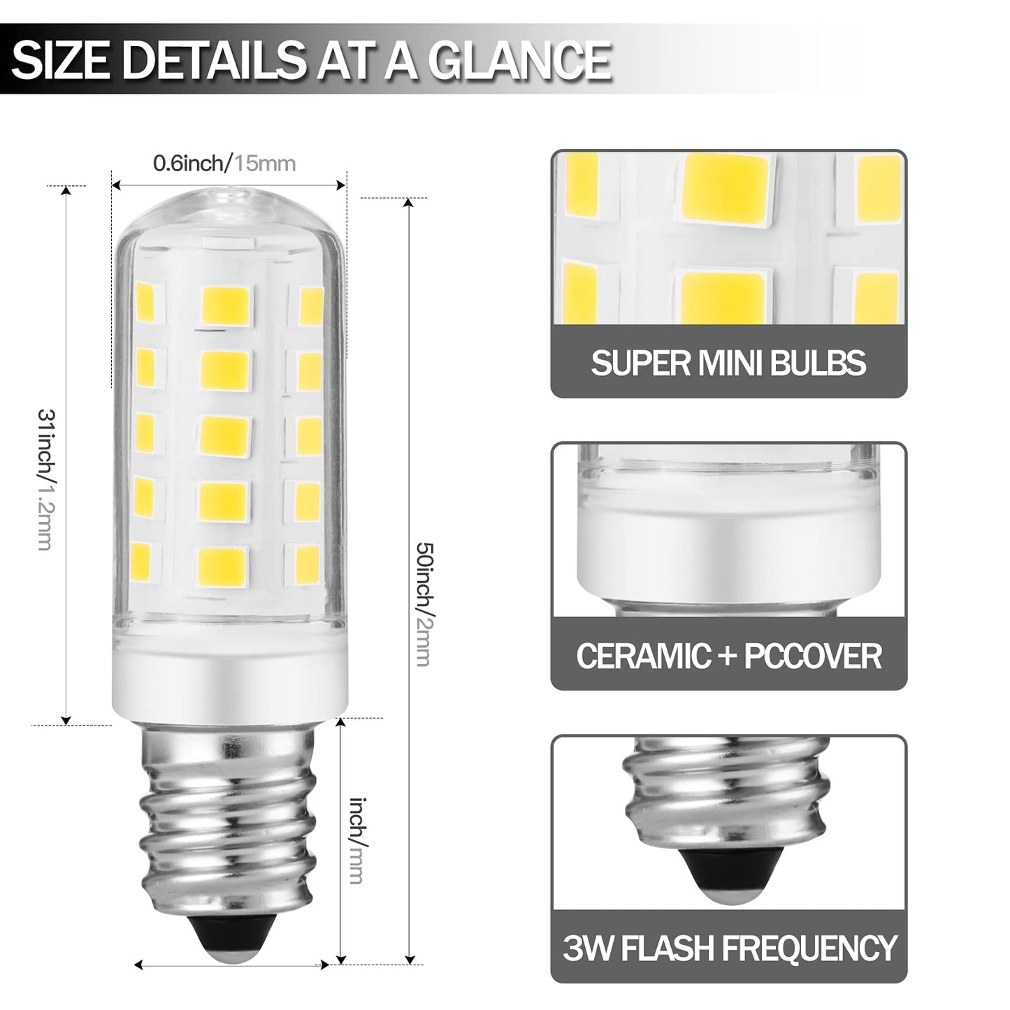 Yucclim Double-Sided Mirror LED Bulb Dimmable for Conair illuminations Makeup Mirror Double Sided Illuminated Mirror Fits Jerdon Makeup Mirror Replaces, 2PCS (Natural White)