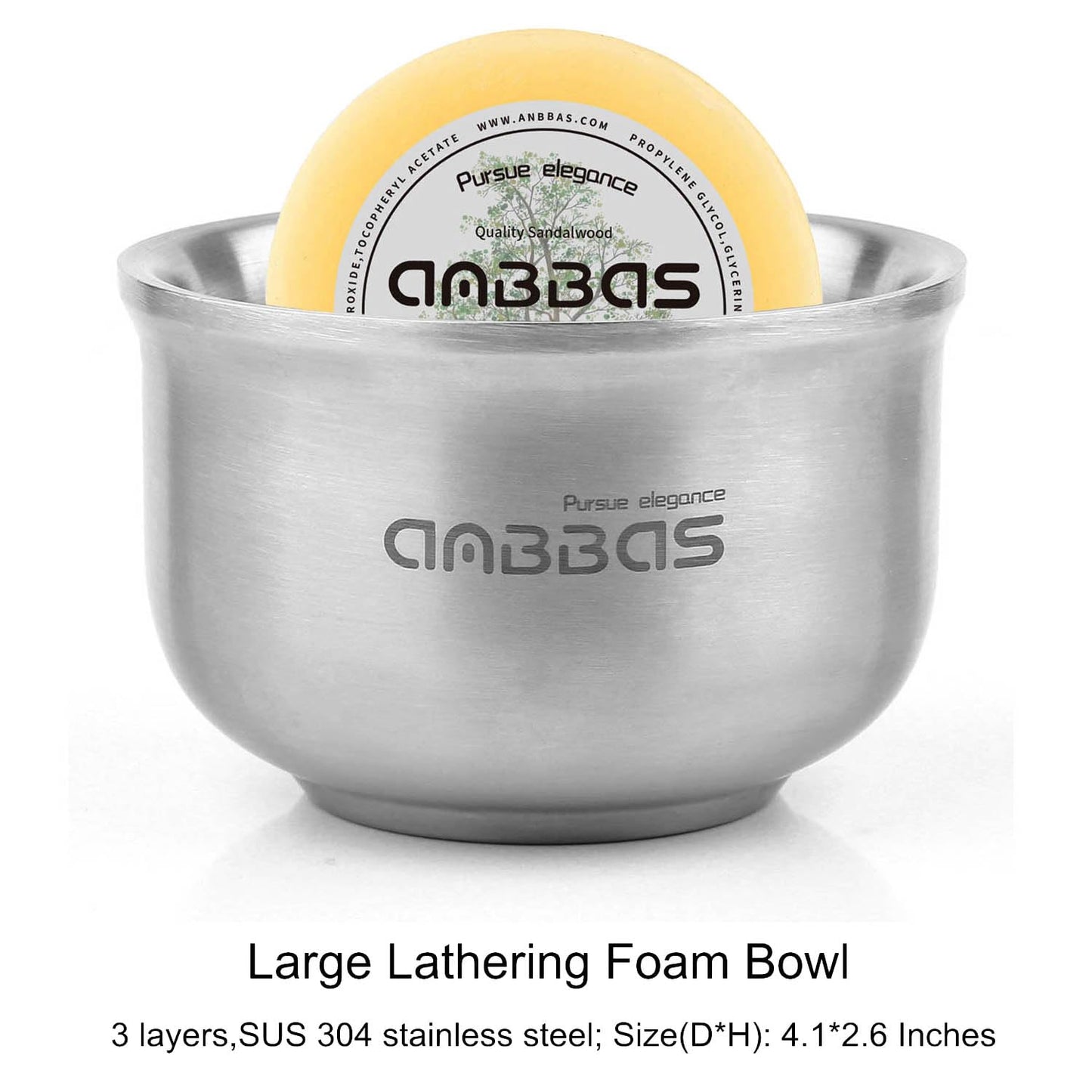 Anbbas Badger Hair Shaving Brush with Wood Handle,Stainless Steel Razor and Brush Stand, Shaving Bowl with Shaving Soap Bar 4in1 Set for Men Wet Shave