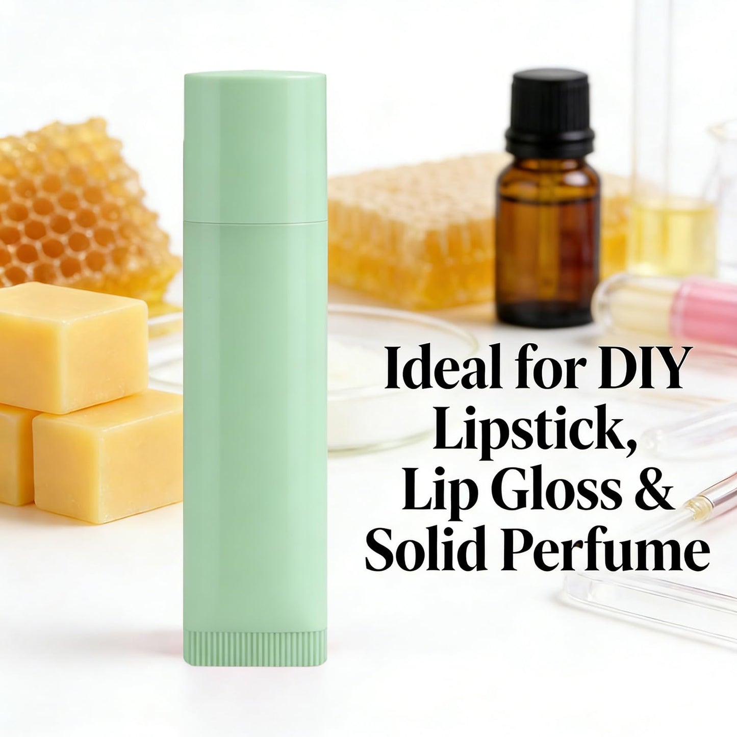 FINEMAISAI Value Pack of 100 Packs 5ml Empty Lip Balm Tubes, Leak-Proof Twist-Up Refillable Lipstick Containers for DIY Lip Balm, Lipstick, Lip Care Solid Perfume, Cosmetic Filling (Green)