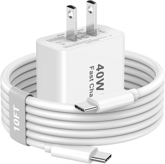 iPhone 17 16 Pro Max Charger Fast Charging, 40W USB C iPhone 16 17 Fast Charger Block with 10 FT Long Type C to C Charging Cable Cord for iPhone 17/17 Pro Max/17 Pro/Air/16/16 Pro Max/15/15 Pro Max