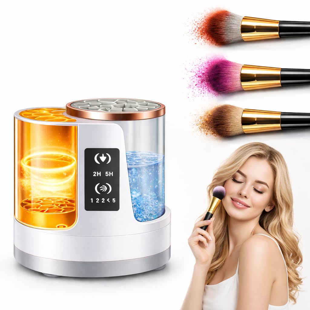 Automatic Makeup Brush Cleaner Machine with Automatic Cleaning and Drying Functions Portable Makeup Brush Cleaner for All Size of Makeup Brushes Gifts for Makeup Lovers