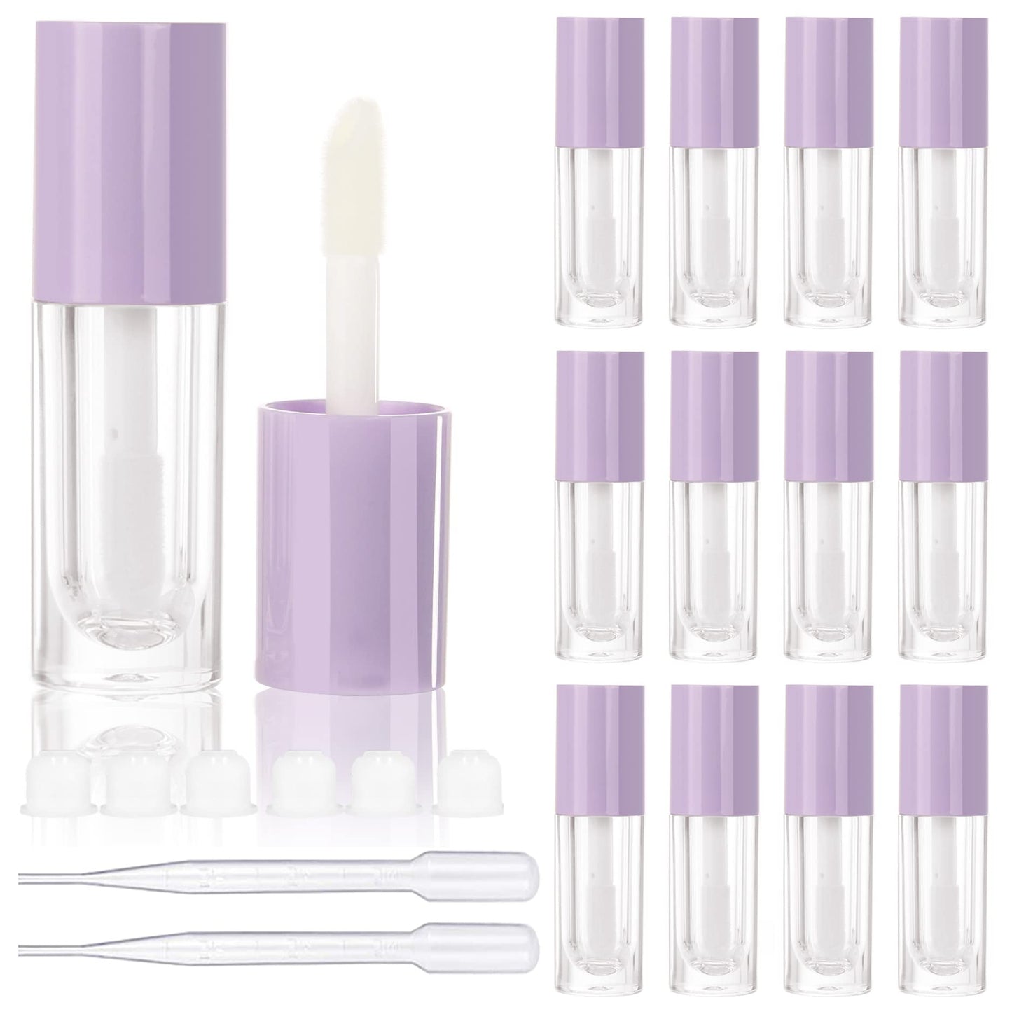 COSIDEA 14pcs Empty purple 6ml big brush lip gloss tubes for DIY lip gloss, lipgloss containers