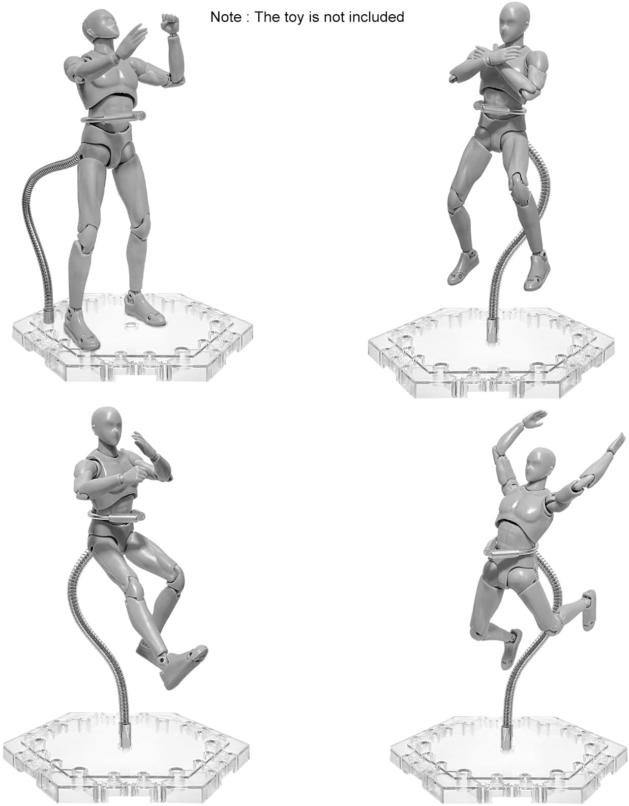 Zovelynta 8-Pack Clear Adjustable Action Figure Stand with Metal Clips & Flexible Arms – Action Figure Display Stand for Figures Compatible with Gundam HG/RG/SD 1/144 Scale