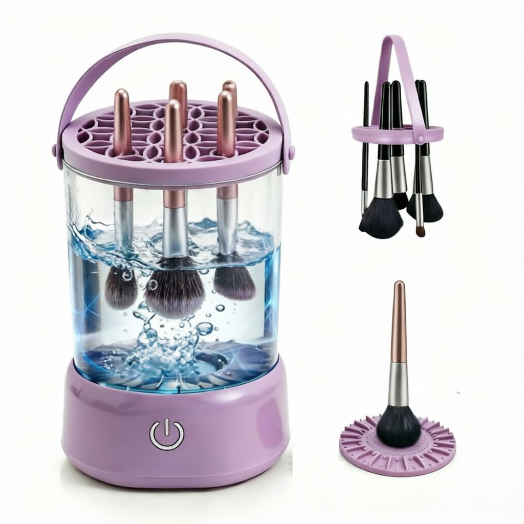 Makeup Brush Cleaner - 9000 RPM Electric Makeup Brush Cleaning Machine, IP65 Portable Make up Brush Cleaner for Makeup Sponges and Brushes