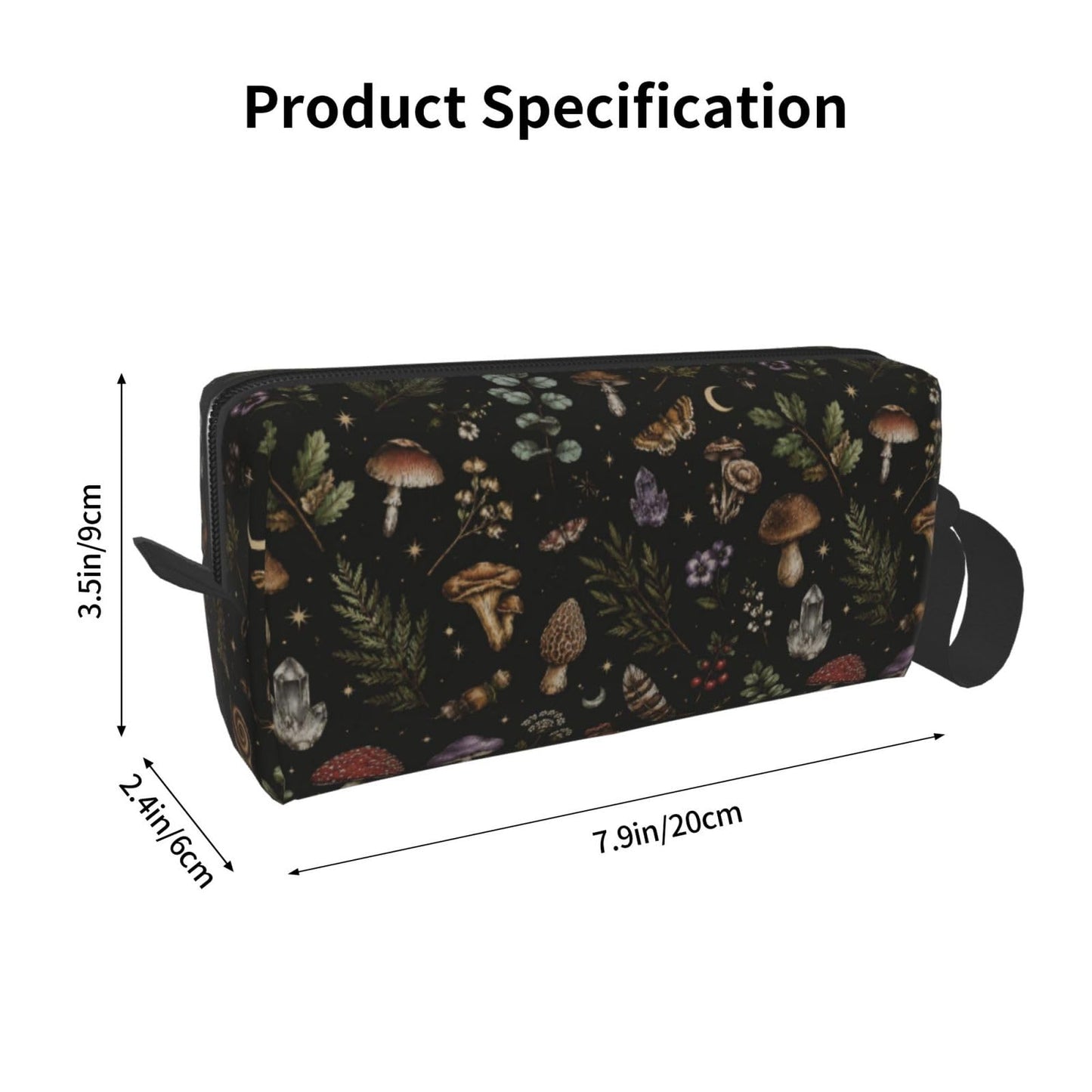 OLUSENMO Dark Gothic Forest Botanical Makeup Bag for Women, Mushroom Small Travel Cosmetic Pouch with Zipper, Compact Makeup Organizer Bag for Purse, Toiletries, Skincare & Daily Essentials