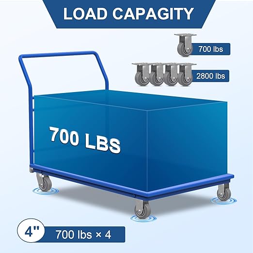 4 Inch Rubber Wheels (Flat Tread)- Heavy Duty Casters, Industrial Caster Wheels- with up to 700 LB Capacity- Use for Dollies, Utility and Maintenance Carts(12 Rigid)