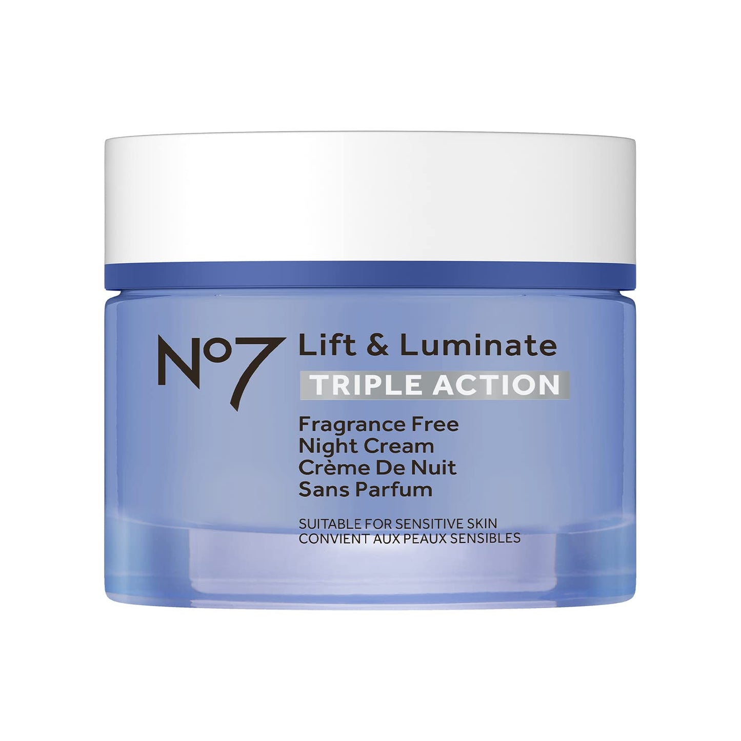 No7 Lift and Luminate Triple Action Fragrance-Free Night Cream – Anti-Wrinkle Collagen Peptide Brightening Moisturizer with Hyaluronic Acid, Hibiscus, and Vitamin C (50ml)