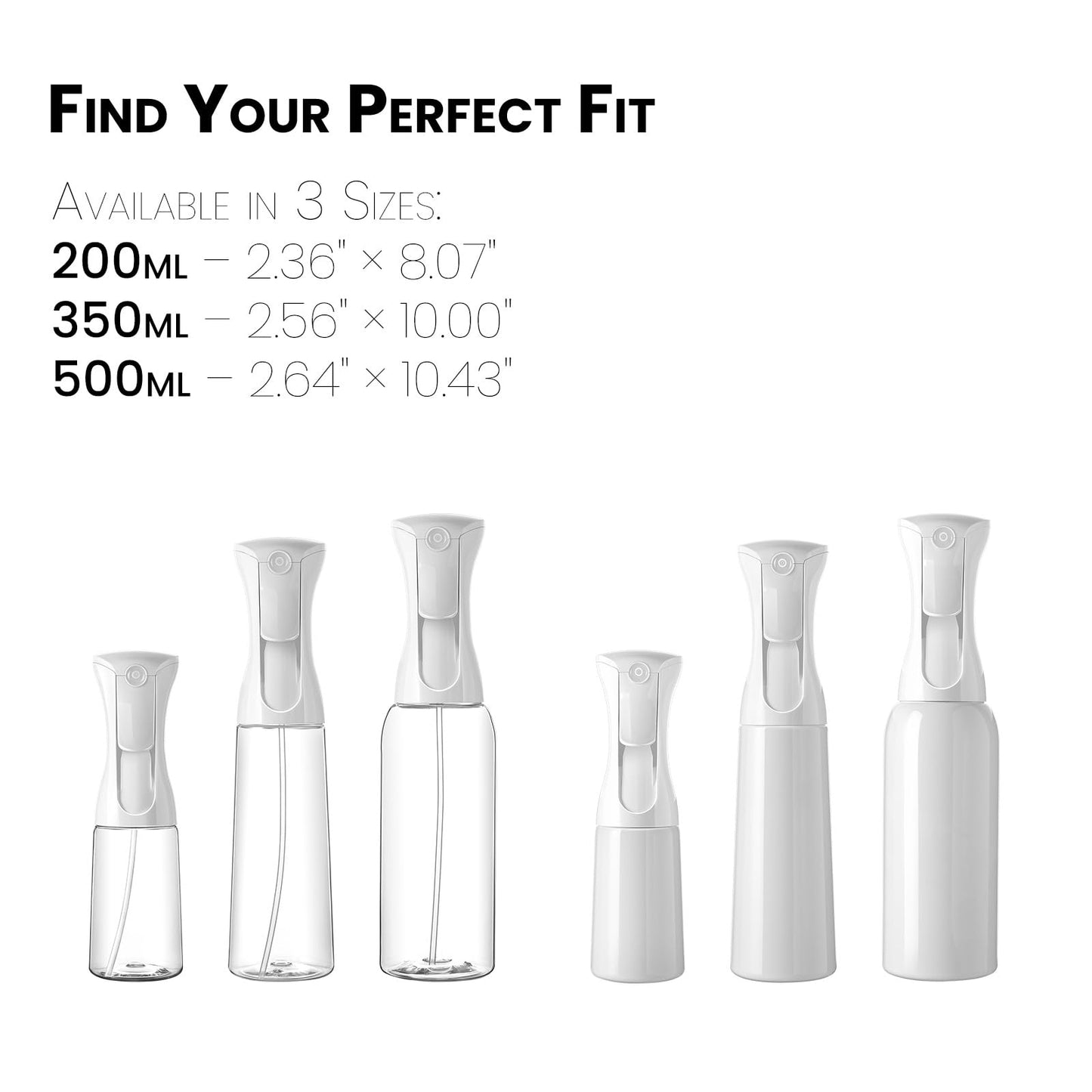 Mistifi Continuous Mist Spray Bottle – Ultra Fine Refillable Water Mister for Hair, Plants, Cleaning, Skincare, Salon & Home Use　(500ml 2Pcs, Transparent bottle)