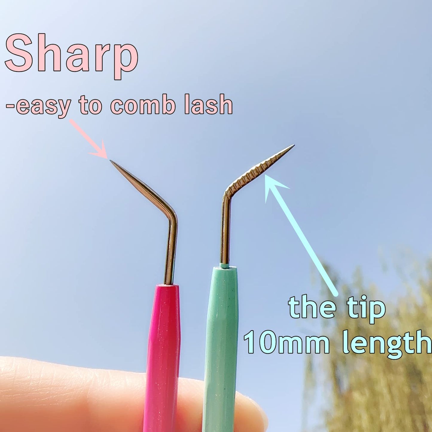 Metal Lash Lift Tool Set 2 pcs, Upgrade Eyelash Separate Tools With Groove Like Y Brush, Lash Comb Mini Size For Females Small Hand Popular Eyelash Lifting Stick Pink + Blue - Reusable 1000 Usage