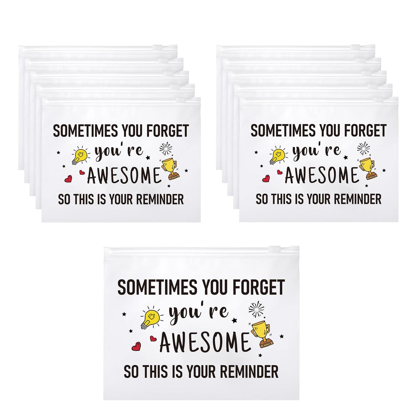 Reginary 50 Pcs Inspirational Gifts Bulk for Women Cosmetic Bag EVA Makeup Bag with Zipper for Birthday Employee Coworker Colleague Staff Encouragement Motivational Presents(You Are Awesome)