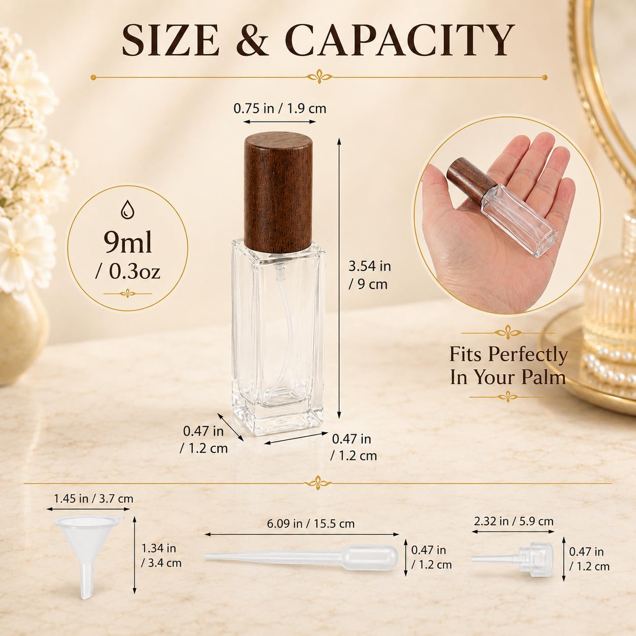Homoyoyo 5pcs Small Perfume Spray Bottle: Square Perfume Bottle - 9ml/0. 3oz Mini Glass Dispenser - Portable Sprayer Pocket Size Atomizer for Women Men Cruise Trip