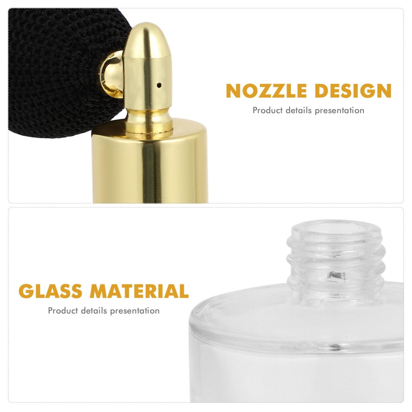 HEALLILY Refillable Retro Perfume Bottle 3.54In Glass Fine Mist Spray Dispenser Portable Travel Atomizer Leak-Proof Container for Women