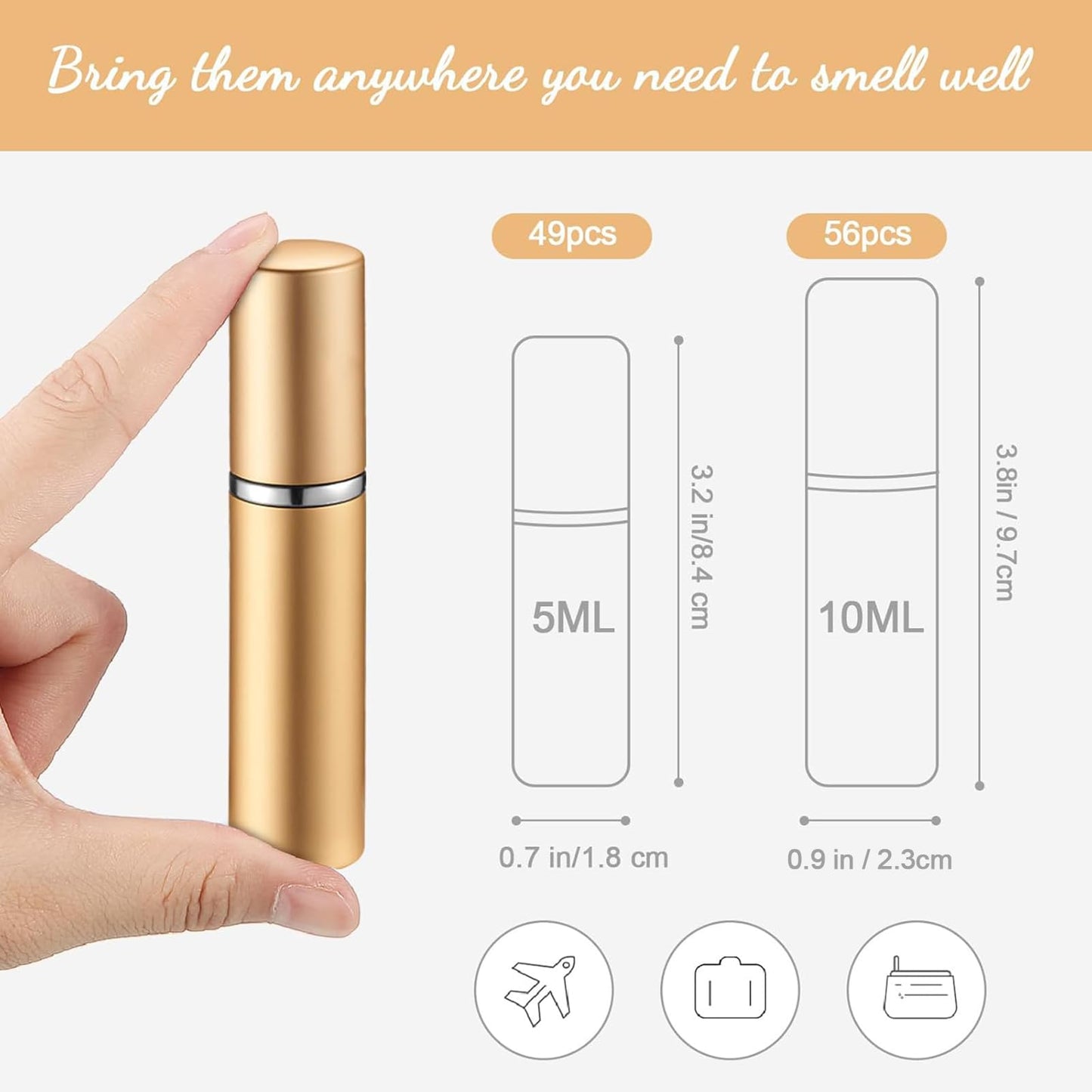 Motiskyy 105 Pcs 5ml 10ml Mini Perfume Atomizer Refillable Travel Spray Bottles Bulk Empty Dispenser Kit for Perfume Makers with Refill Pump Transfer Tool for Outgoing Fragrance Vendor Samples