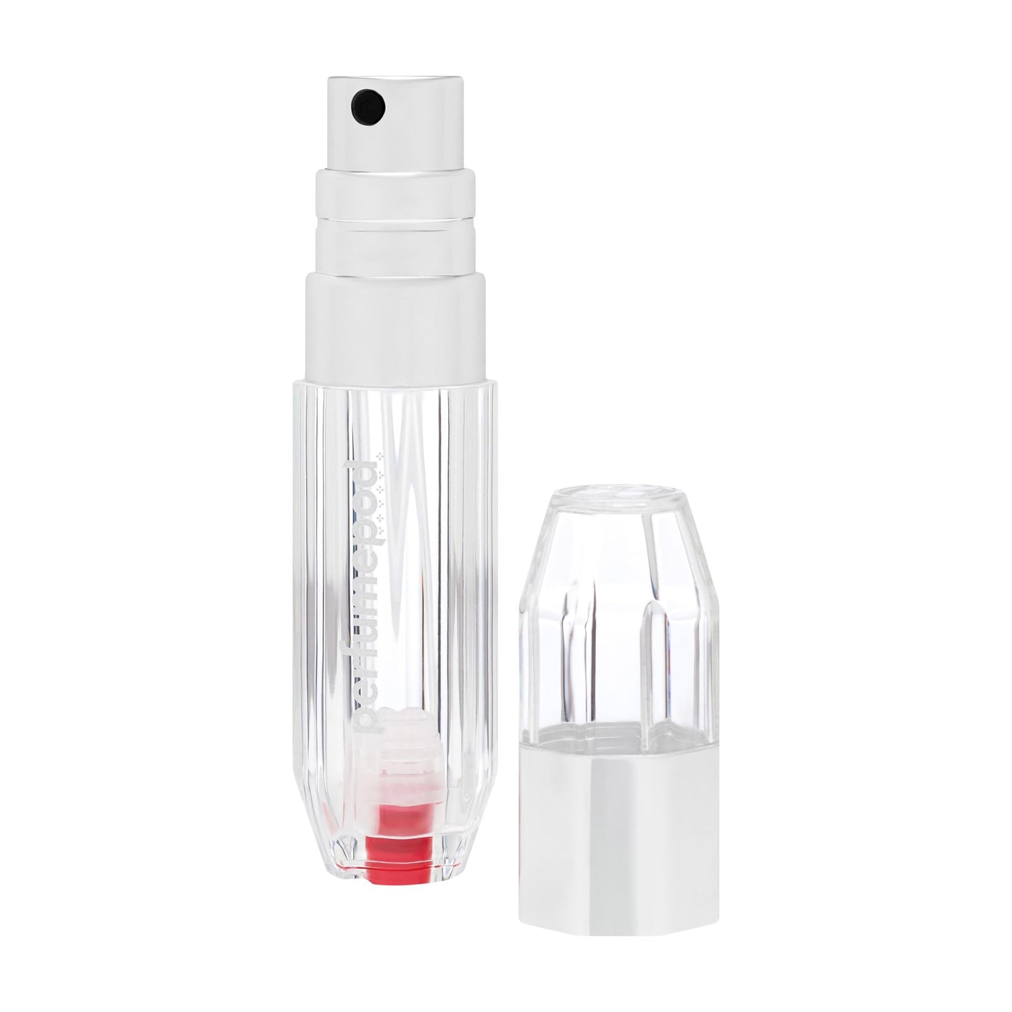 Travalo Perfume Pod Crystal Travel Perfume Atomizer - Genie-S Pump System - High Definition Mini Pump Spray - Refillable and Zero Glass - Anti Scratch and Breakage - Silver- 0.6oz