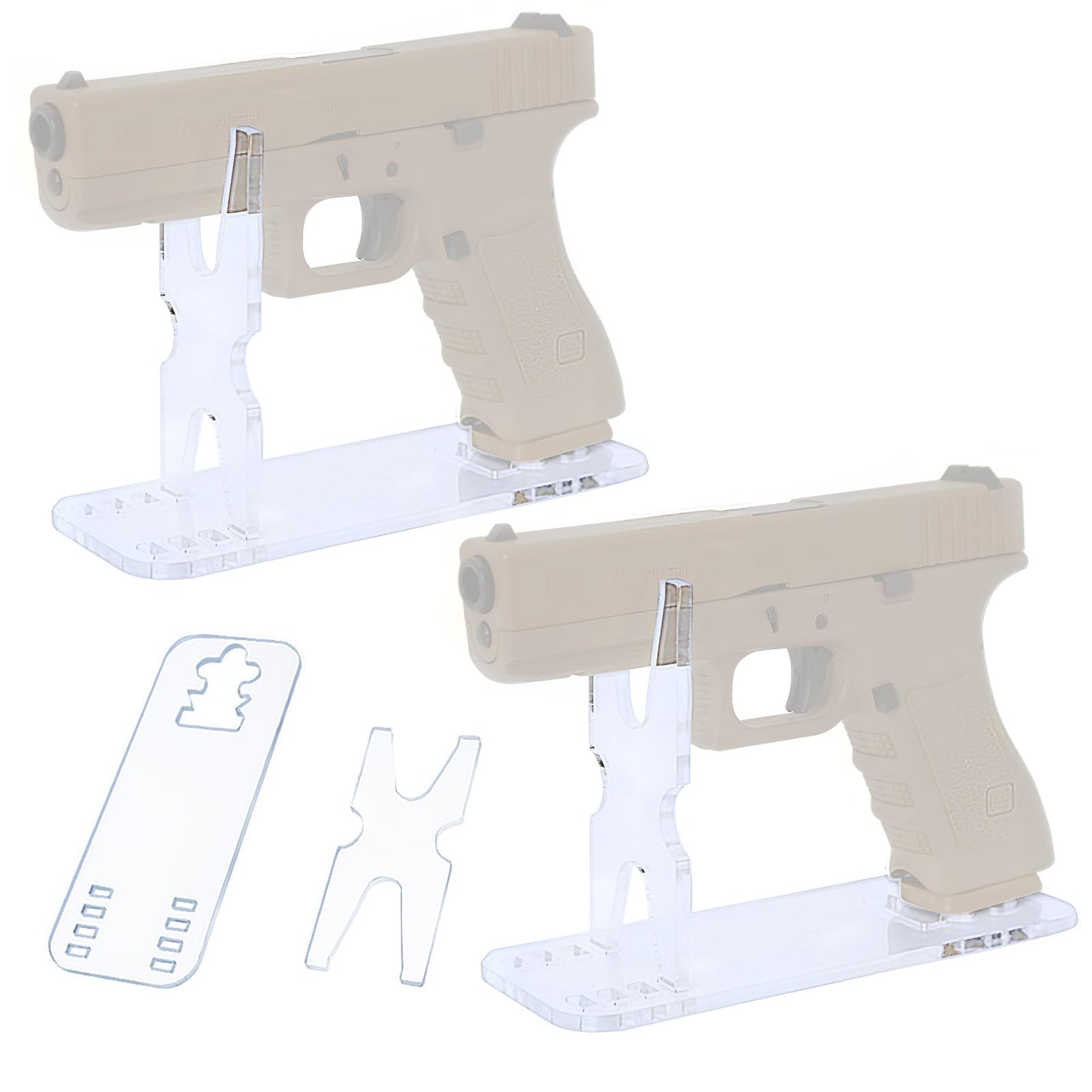 OCQOTAT 2Pcs Acrylic Display Pistol Rack-Adjustable Pistol Stand,Black Transparent Pistol Holder for Hand Gun,Portable Gun Rack for Gun Safe Hidden Gun Storage,Gun Holder Pistol Accessories,7.5x2.75