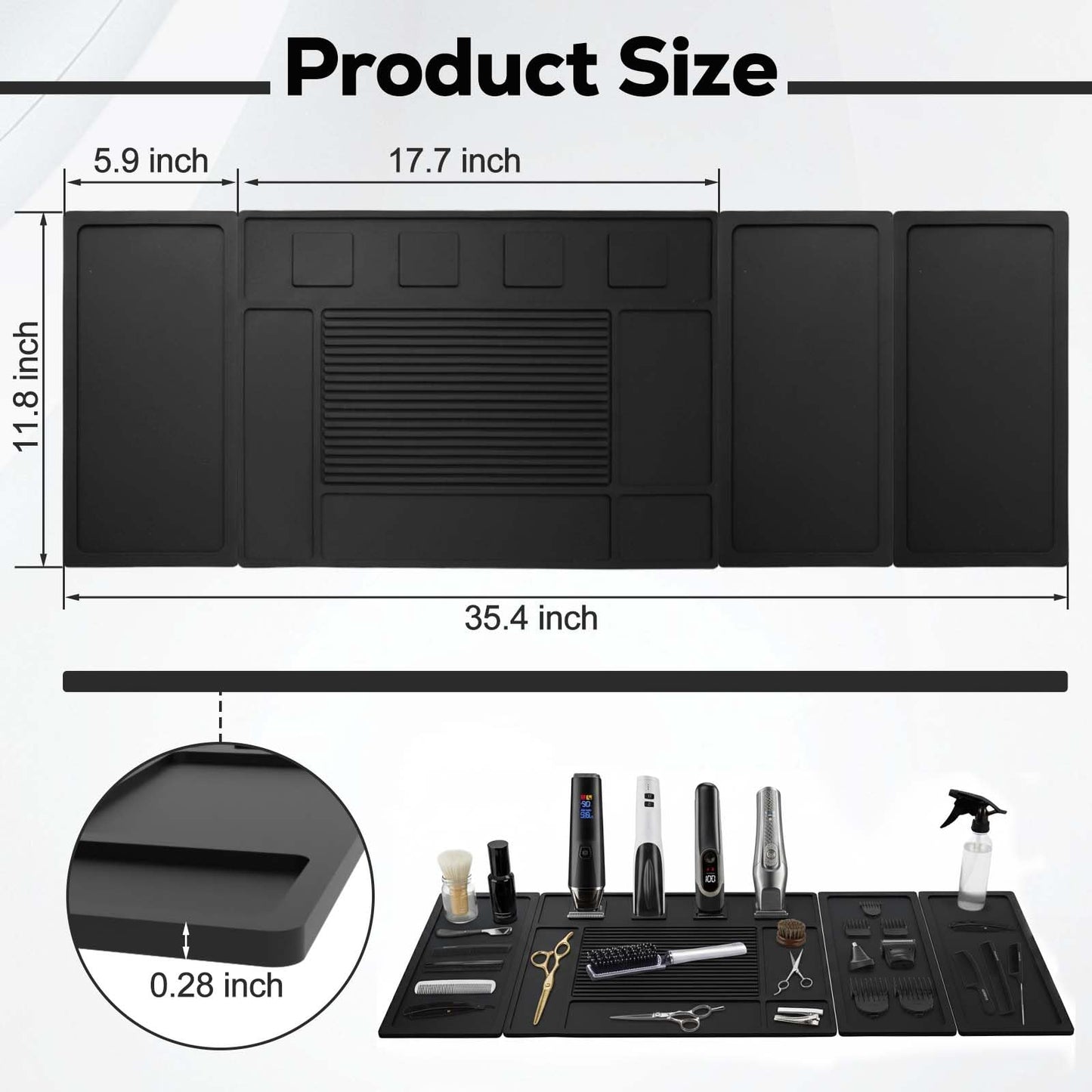 Magnetic Barber Mat for Clippers with 4 Magnets, Large Barber Station Organizer Magnetic Tool Mat, Magnetic Barber Matt Clipper Mat Tools Pad for Table Station Barber Shop Accessories, 4Pcs