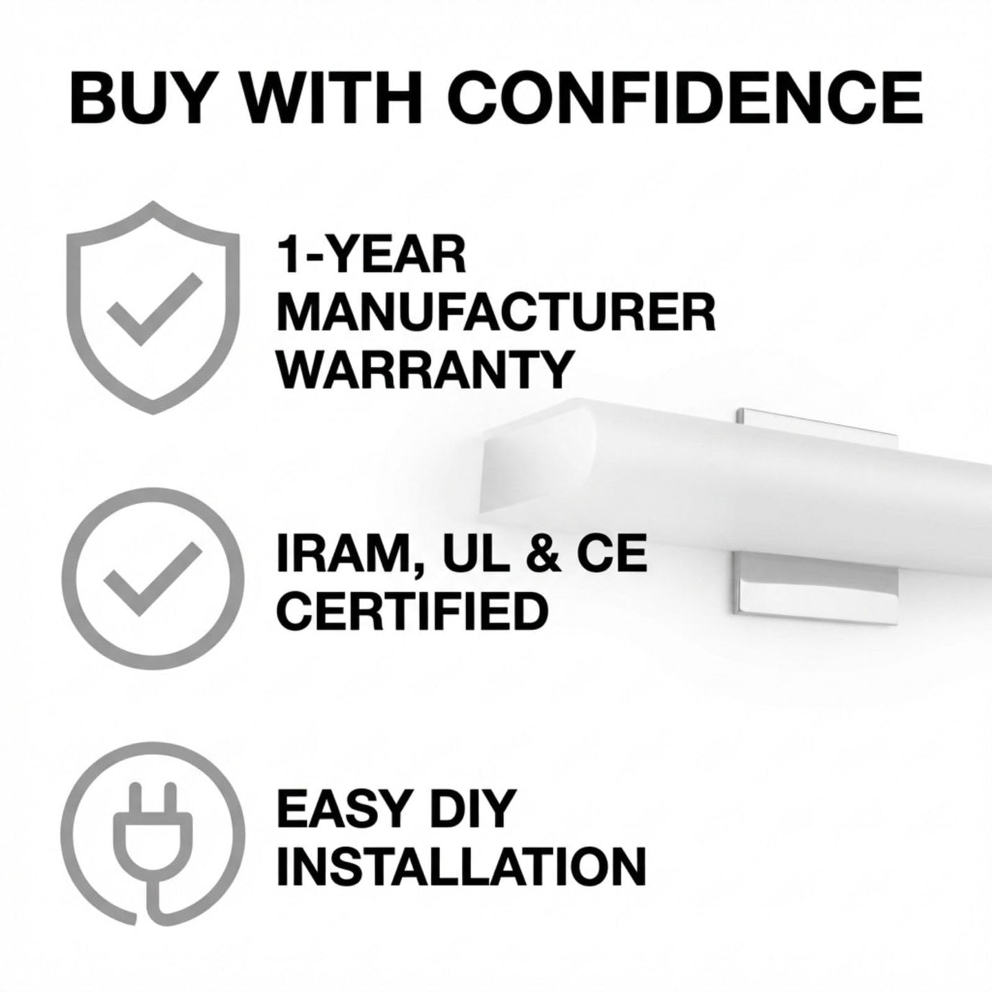 Mendizabal LED wall Lights for Bathroom, Vanity, Bedroom, Living Room, Kitchen – White Indoor wall Light fixtures Over Mirror, Stylish Bath Lights, Indoor wall Lighting, Energy-efficient LED Light