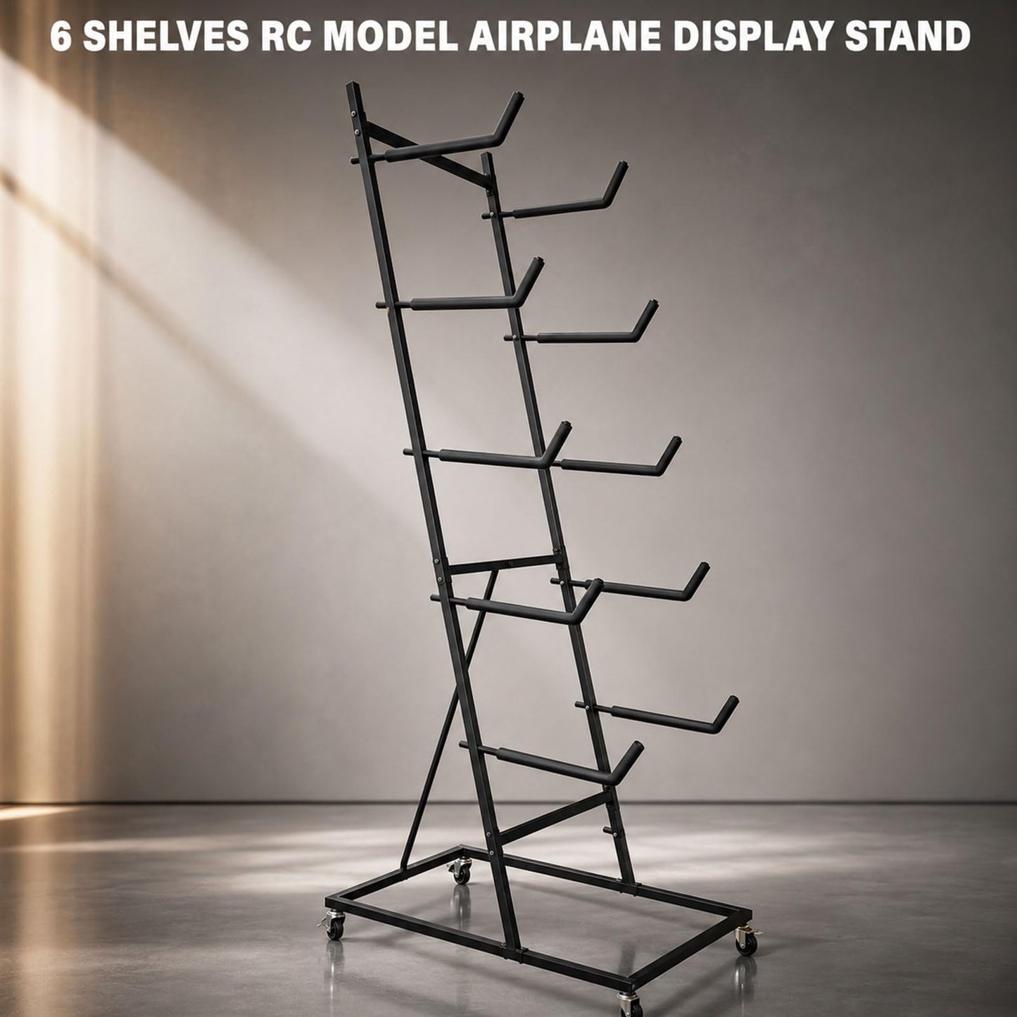 Avoirdus RC Airplane Storage Rack 6Tiers, Display Stand Model Airplane Stand with Foam Padding,Multi-Function Aircraft Carrier Stand with Wheel