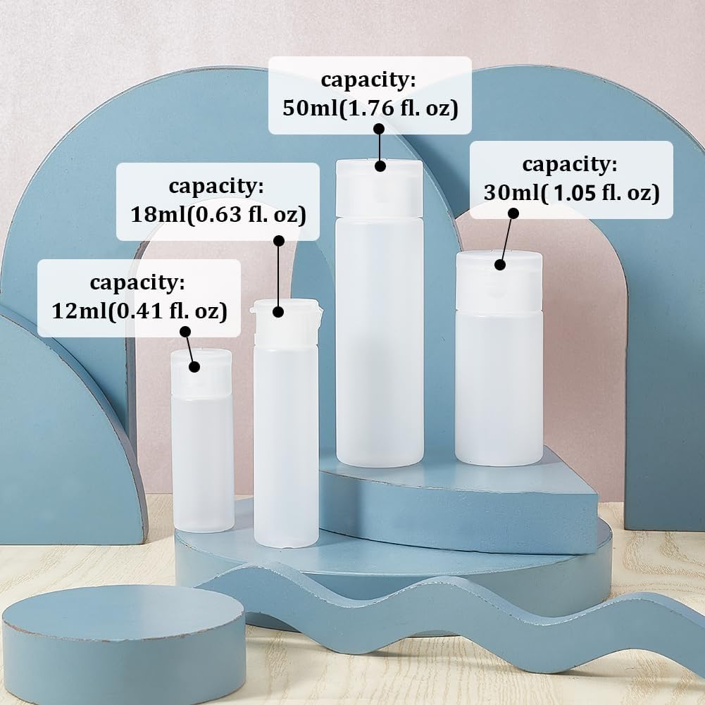 BENECREAT 8 Pack 50ml 1.7oz Clear Squeezable Plastic Sample Flip Cap Bottle Refillable Travel Containers for Makeup Cosmetic Toiletries Liquid