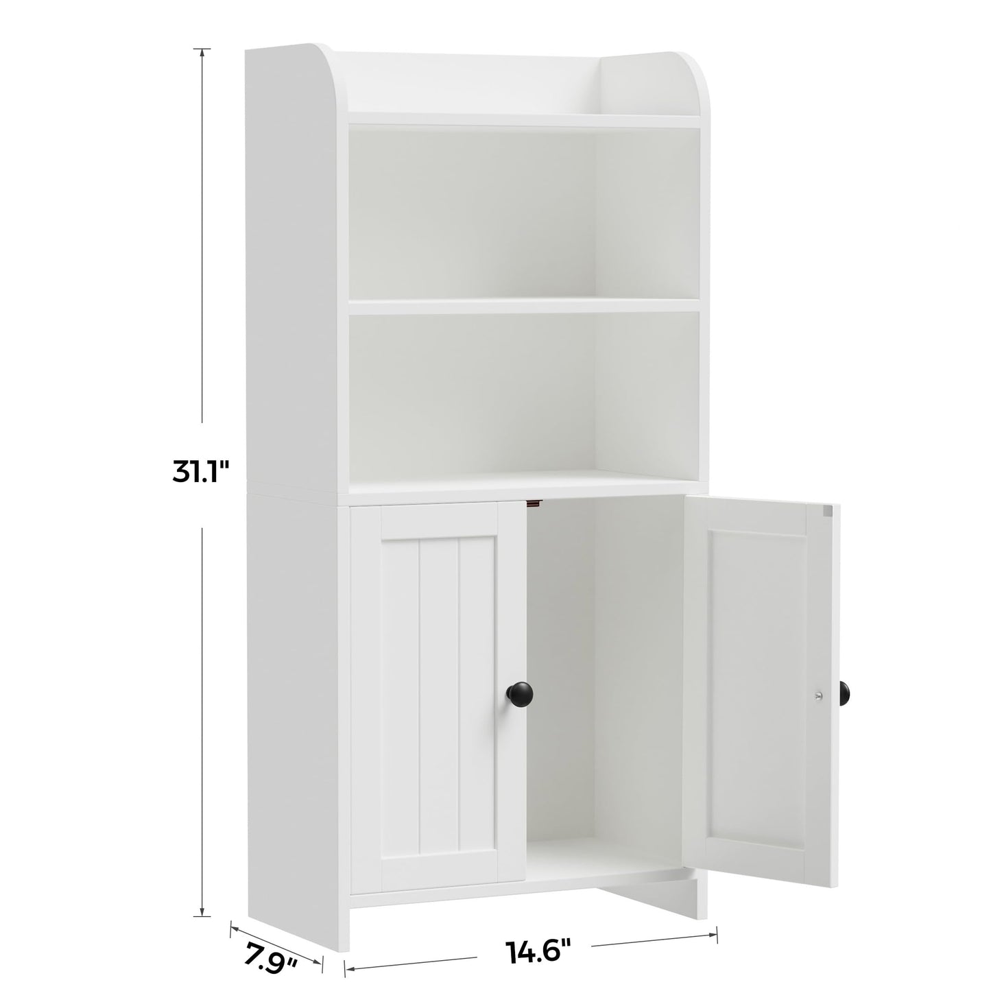 Cerlyunzan Small Bathroom Storage Cabinet, Freestanding Bathroom Cabinet and Organizer with Shelves, Small Cabinet with Doors for Bathroom, Laundry Room, 7.9" D x 14.6" W x 31" H, White