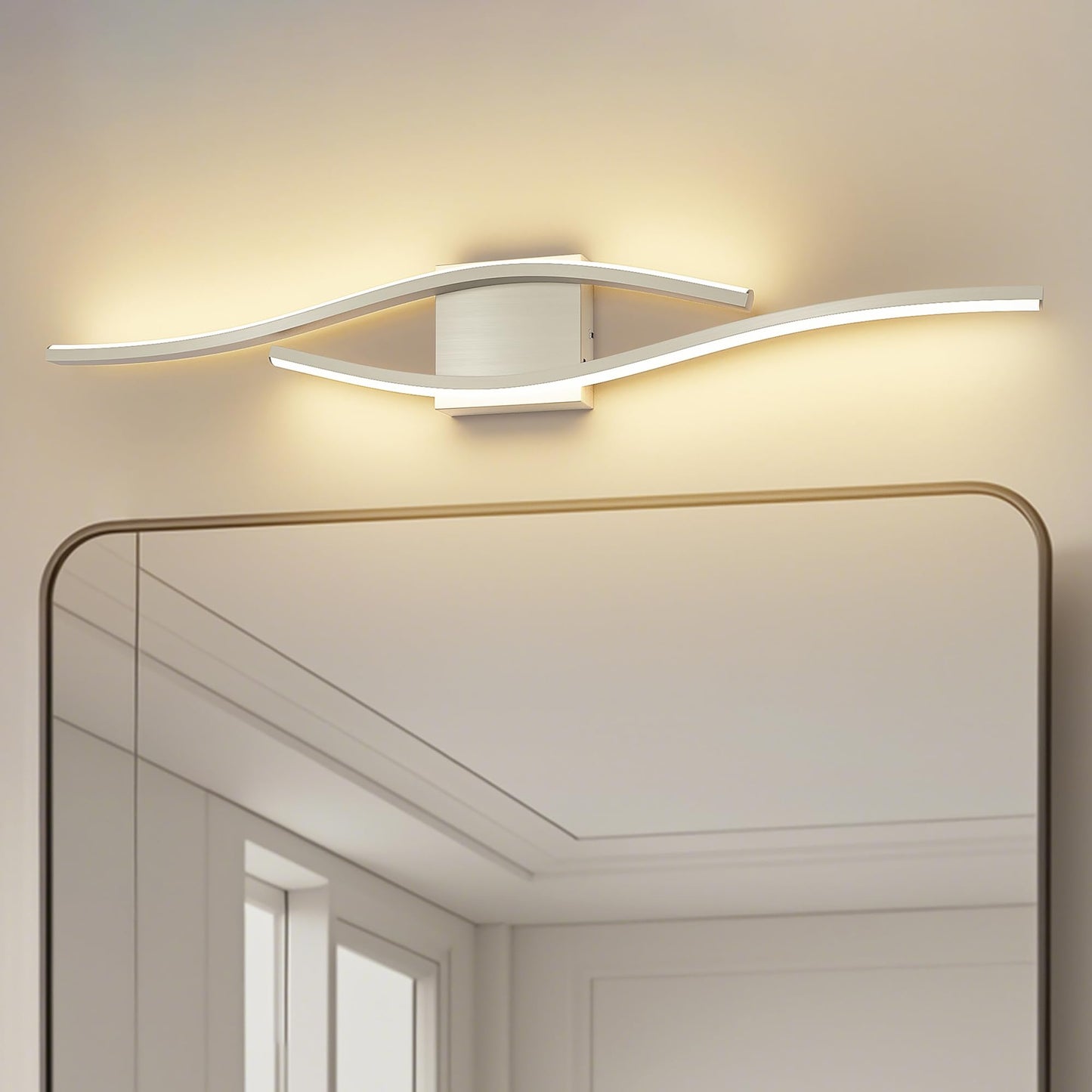 Joossnwell Bathroom Vanity Light Modern Bathroom Lighting Fixture Over Mirror Brushed Nickel 5CCT Dimmable Led Bath Vanity Light Bar 31.5 Inch