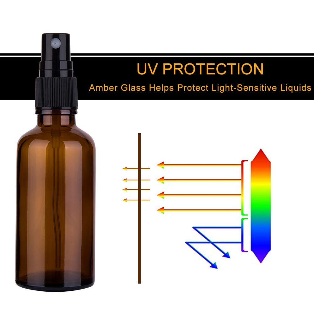 hmaimas Small Amber Glass Spray Bottles For Essential Oils, 2oz Empty Fine Mist Mini Spray Bottles, Set of 18