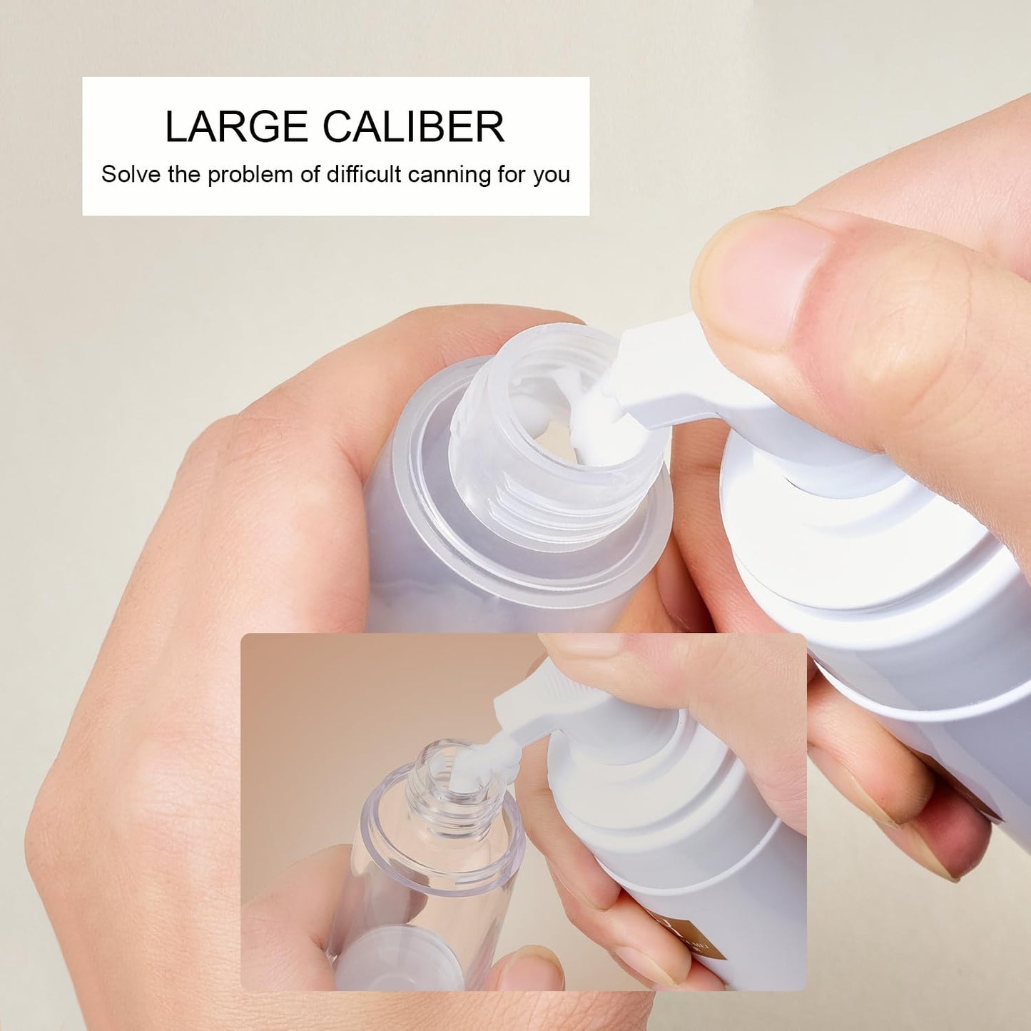 XQNCBY 50ml airless Pump Bottles Travel,Travel Toiletry containers,Lotion Dispenser with Pump,Small Pump Bottle (semi-Transparent, PP-50ml)