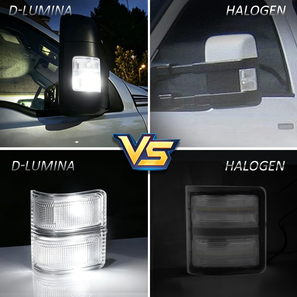 LED Mirror Lights Clear Lens White for 2008-2016 Fo'rd F250 F350 F450 F550