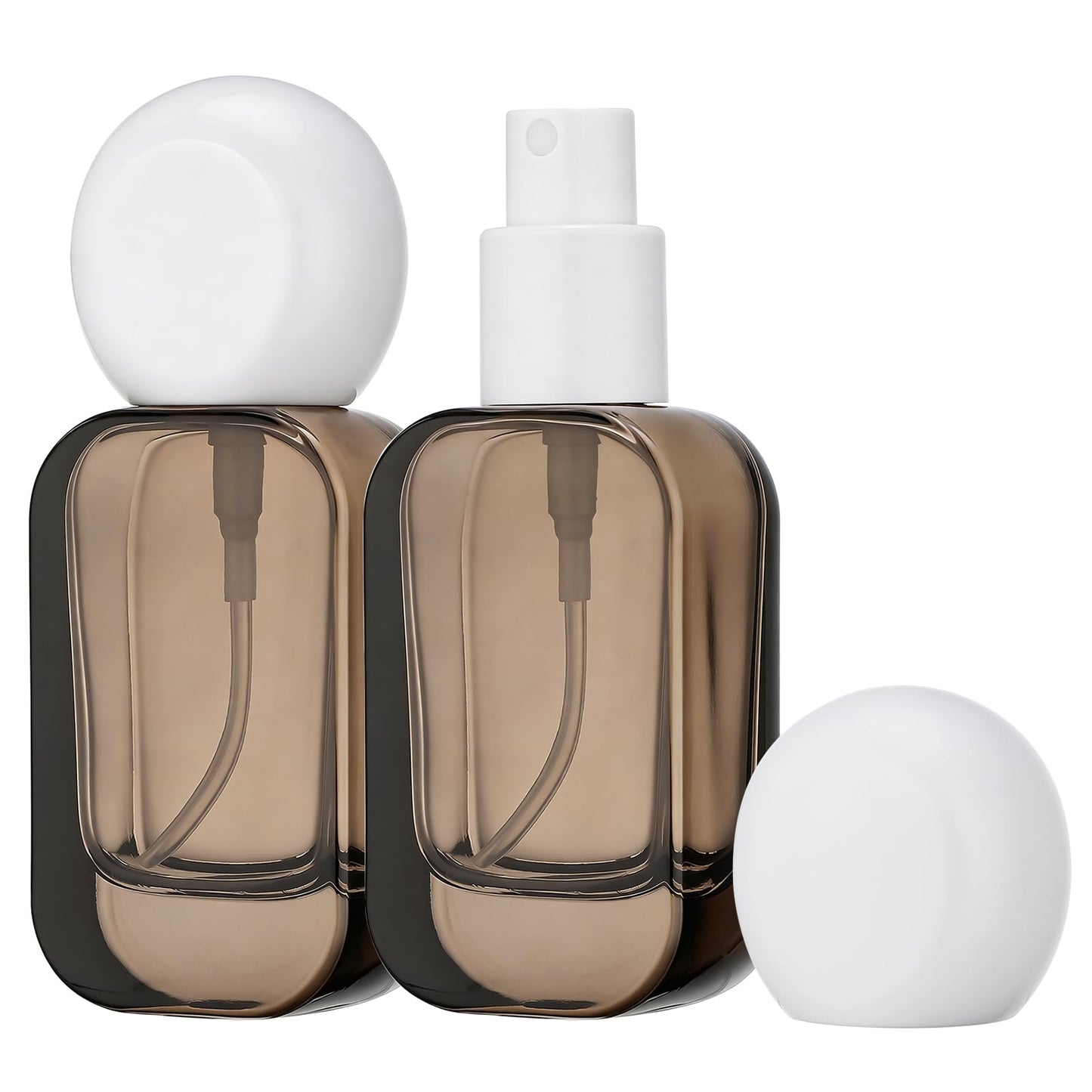 Segbeauty 1oz Fine Mist Glass Travel Perfume Spray Pump Bottles, 2pcs Square Black Refillable Perfume Atomizer with Round Cap, 30ml Empty Cologne Bottle Set, Portable Liquids Container for Travel