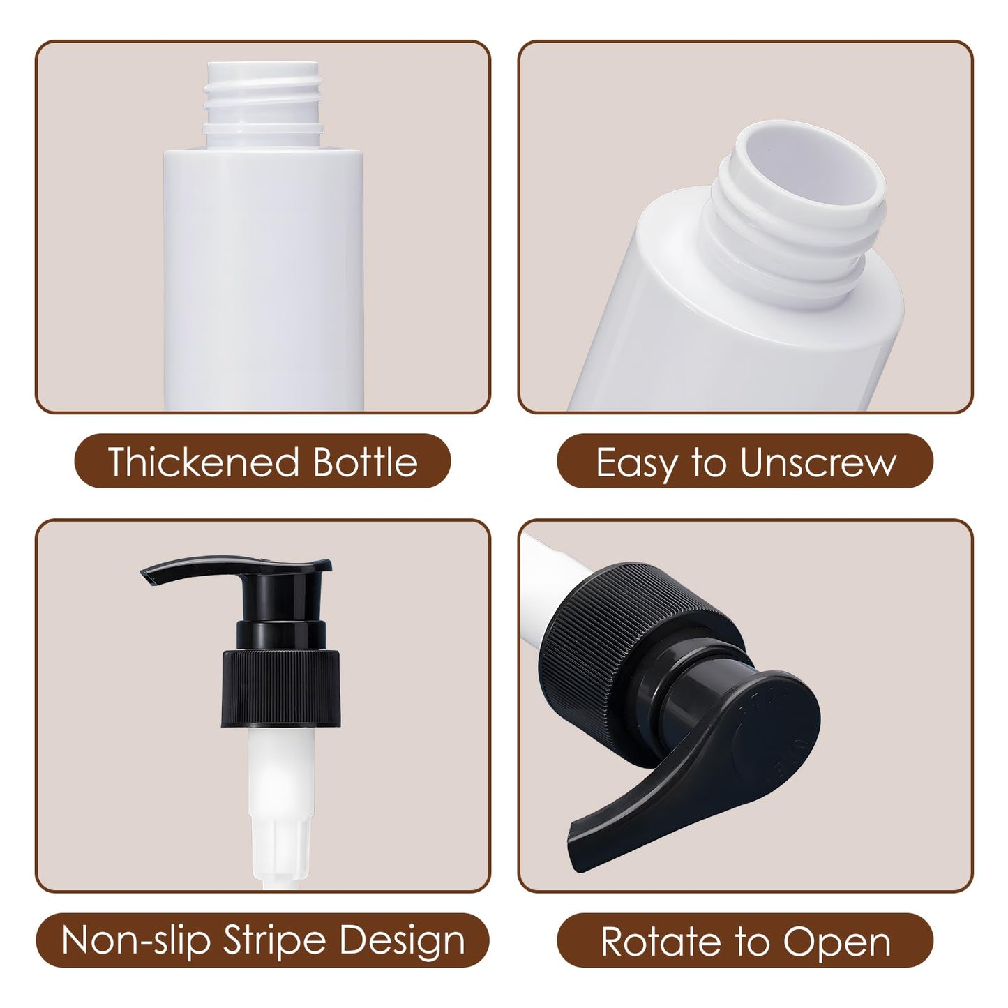 Massage Oil Dispenser Bottle, 250ml Plastic Pump Dispenser Bottles Refillable Cream Shampoo Pump Dispenser for Massage Oil Heater, Soap, Shampoo, Lotions, Creams(2 Pack)