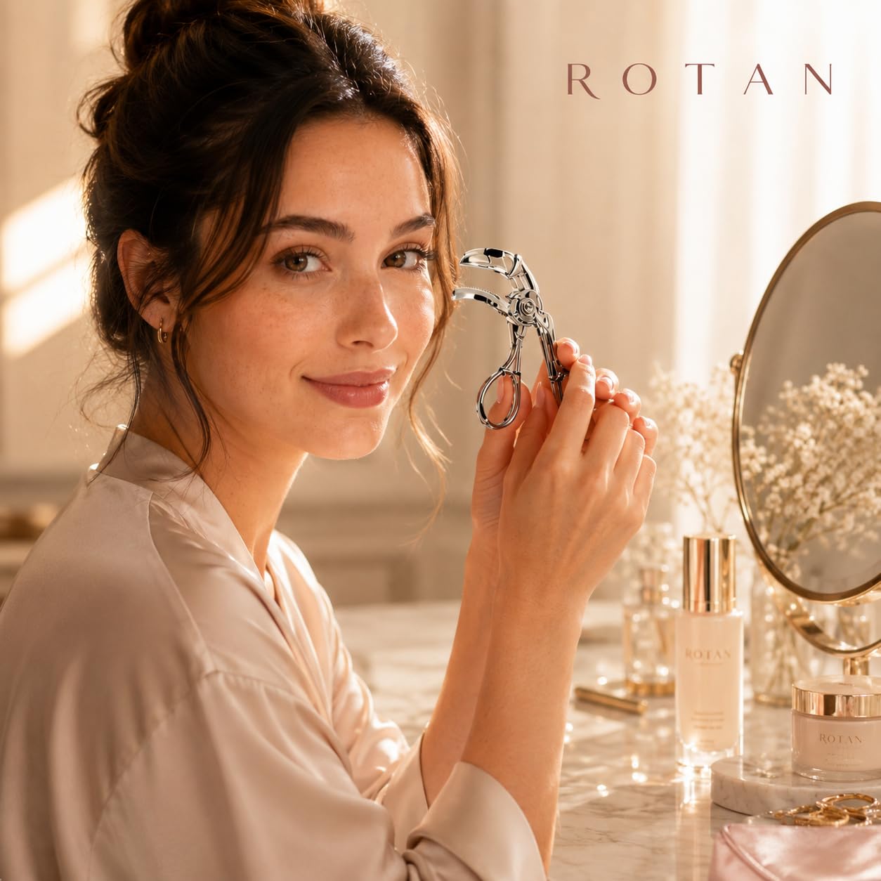 ROTAN Eyelash Curler PRO with Built-in Comb – Lash Separator for Natural Lift & Separation, Clump-Free No-Pinch Design, Precision Eye Makeup Tool