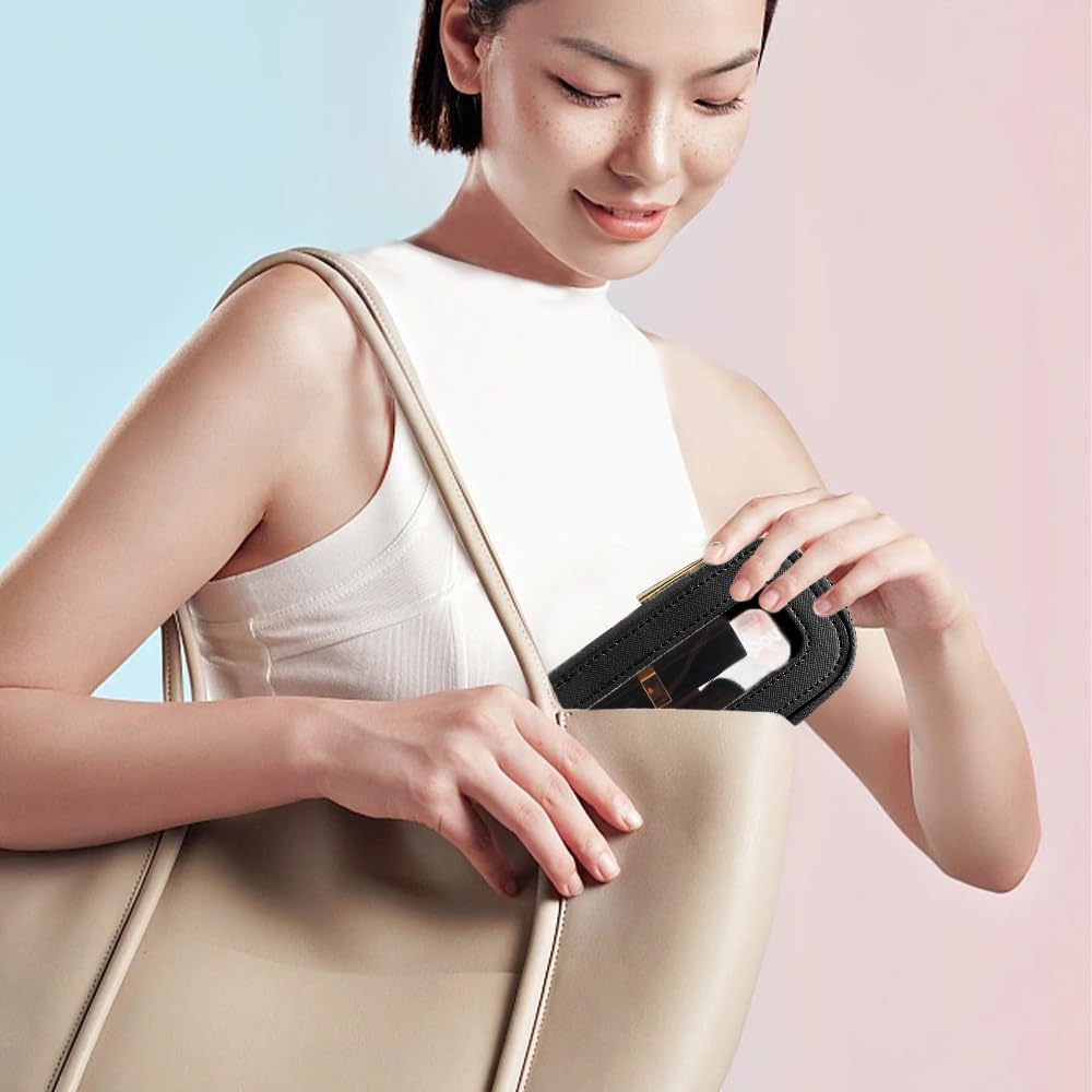 FFpaw Clear Makeup Bag, Small Makeup Bag TSA Approved Toiletry Bag Cosmetic Travel Bag Cute Makeup Bag Organizer Makeup Case Pouch Car Essentials for Women Men (Slim Black)