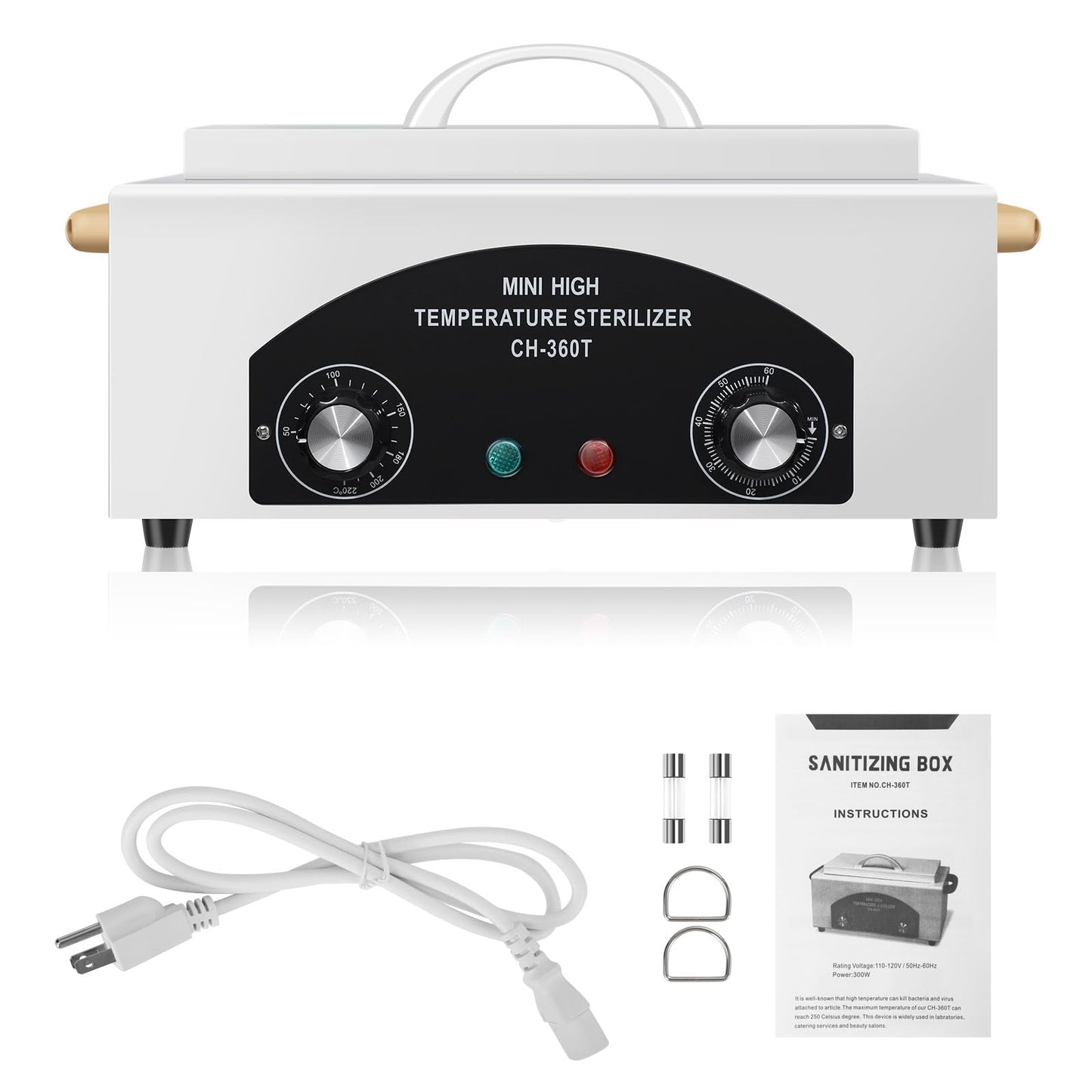 High Temperature Metal Tool Cleaning Box, 110V 300W 1.5L with Timer Manicure Pedicure SPA Salon Barber Equipment for Sundry Beauty Hair Nail Metal Tools with Handle