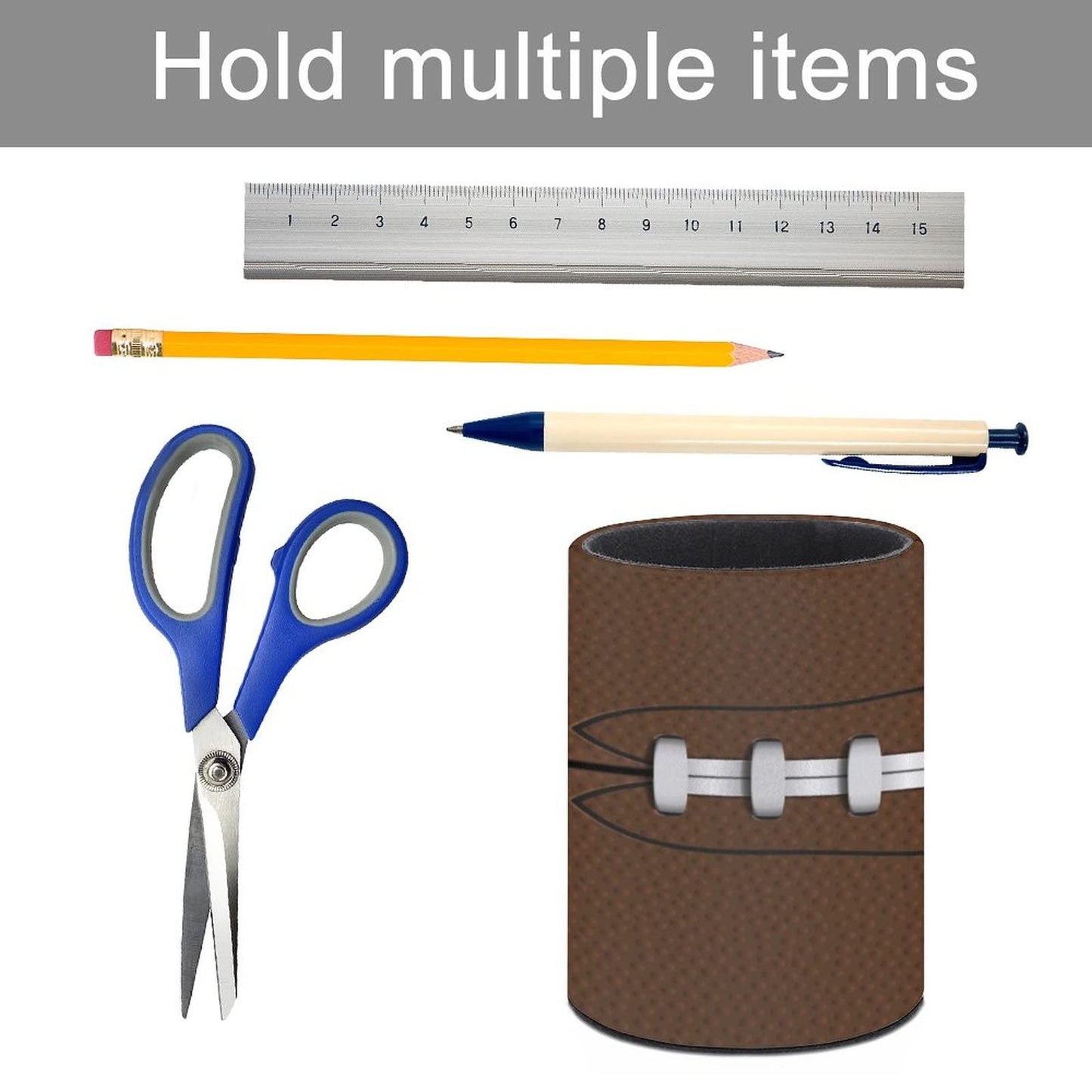 XUWU American Football Pen Holder Pencil Organizer Cute Pencil Cup Desk Decor Makeup Brush Holder PU Multifunctional Office Suppliesfor Home Classroom School