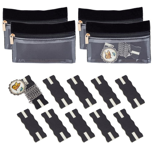 OLYCRAFT 10Pcs Black Portable Tangle-Free Necklaces Organizer with 4Pcs Bags Tangle-Free Jewelry Organizer Necklace Card Holder Universal Jewelry Storage Case for Home Travel Chain Necklaces Storage