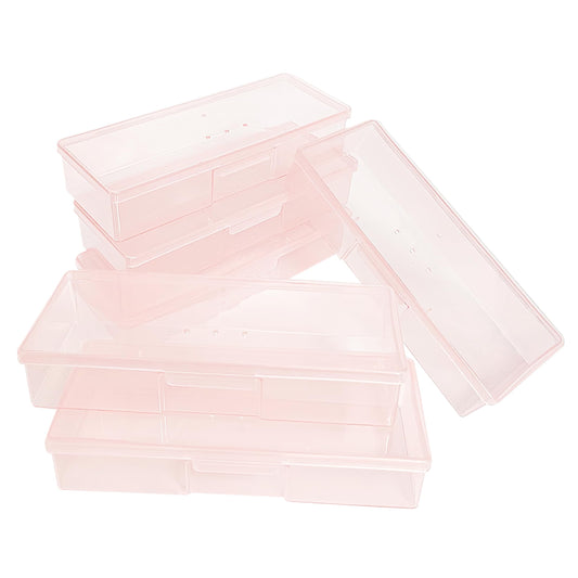 Plastic Implements Nail Tech Box, Hozziii Pink Manicure Tool Box Nail Supply Storage Organizer Personal Box for Manicure Pedicure Kit (6pcs in pink)
