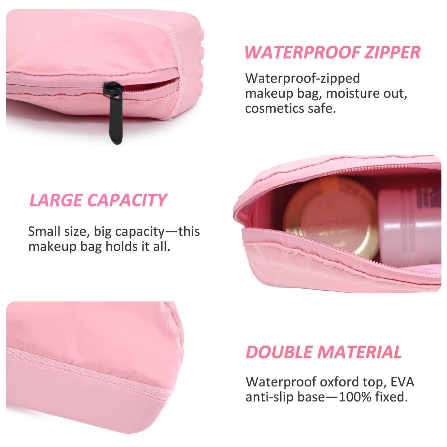 Juyeesm Cosmetic Makeup Bag for Bogg Bag, 8.7 x 6 x 2.8in Waterproof, Daily & Travel Beauty Organizer Case (Black and White)