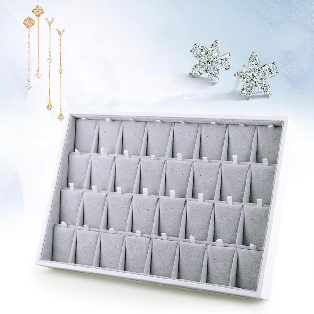 Oirlv Velvet Stackable Jewelry Tray 32 Grids Earrings Organizer Display Showcase Jewelry Storage trays
