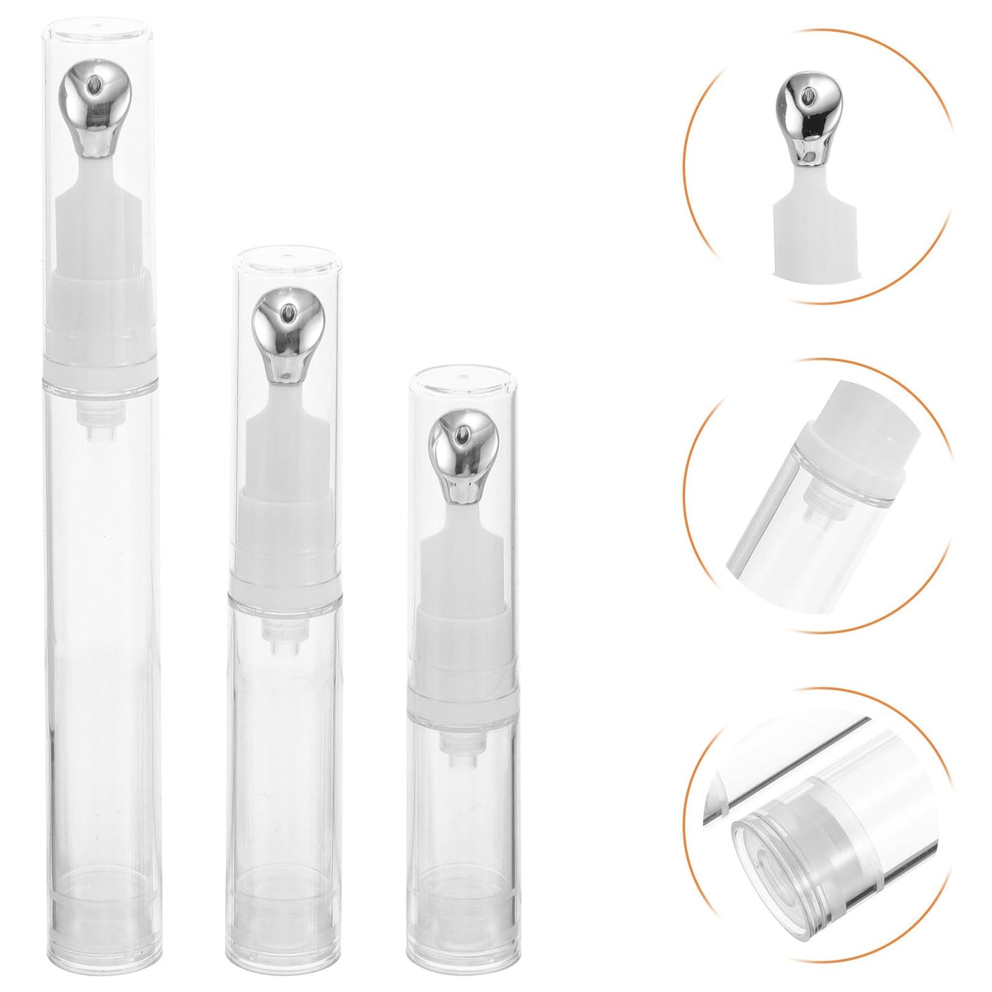 6pcs Eye Cream Applicator Tool: 5ml/10ml/15ml Eye Gel Cream Container Flat Applicator - Massager Tip Head Airless Pump Skincare Bottle Refillable Roll On Dispenser
