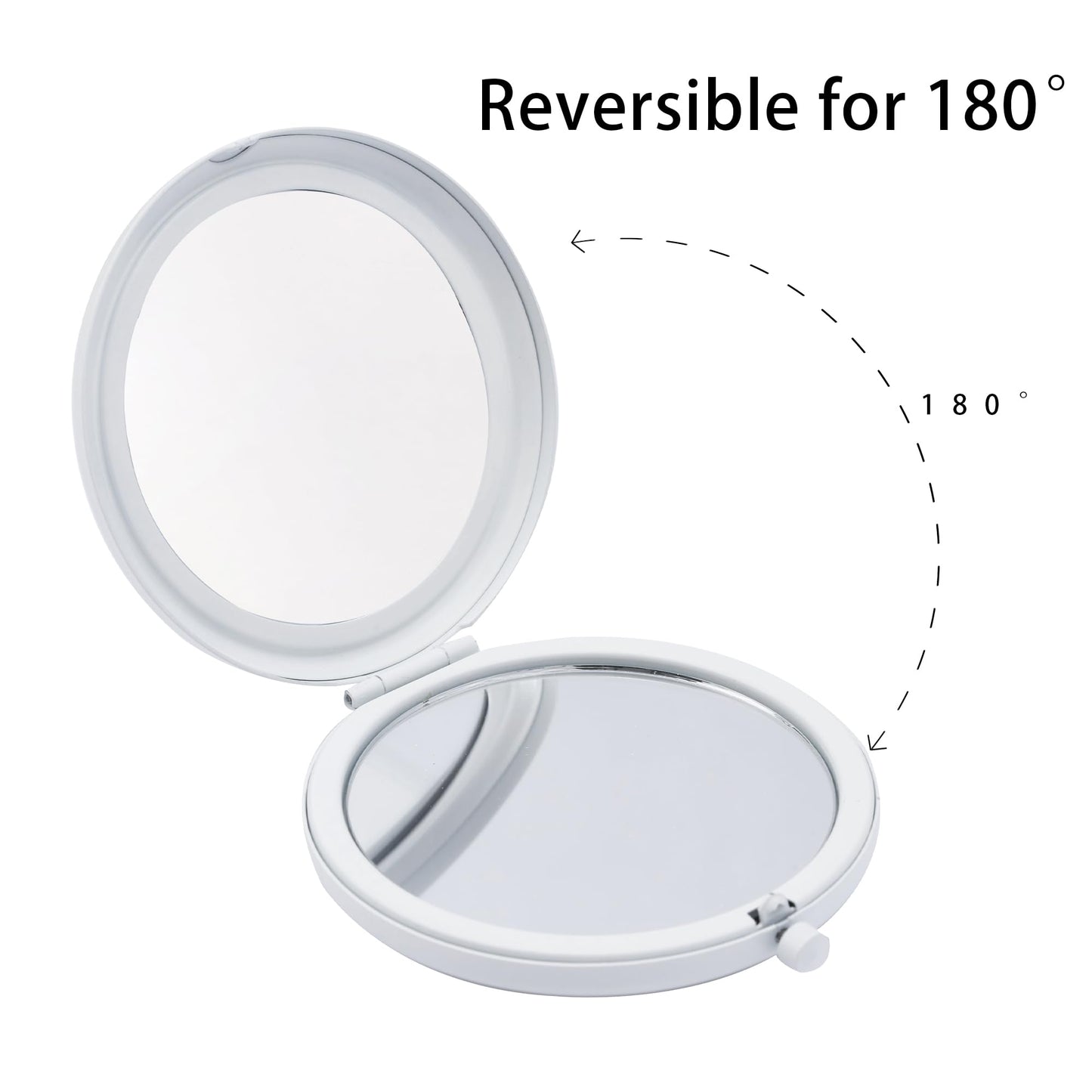 QUSTGO Compact Mirror, Pocket Travel Makeup Mirror for Purse, Metal Round Shell, 2-Sided 1X/2X Magnifying, Portable, Folding, Handheld, White,18 Pack